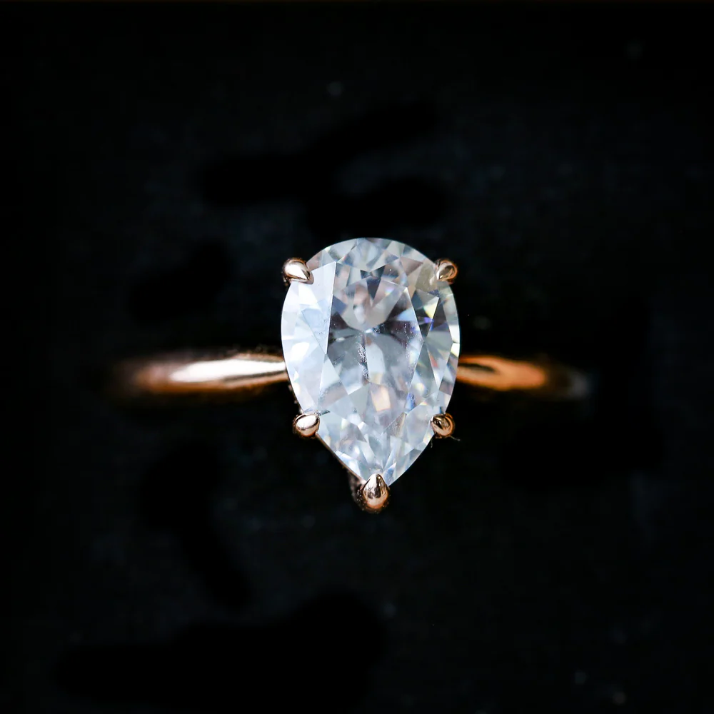 5 PRONG PEAR CUT MOISSANITE SOLITAIRE ENGAGEMENT RING - Image 13