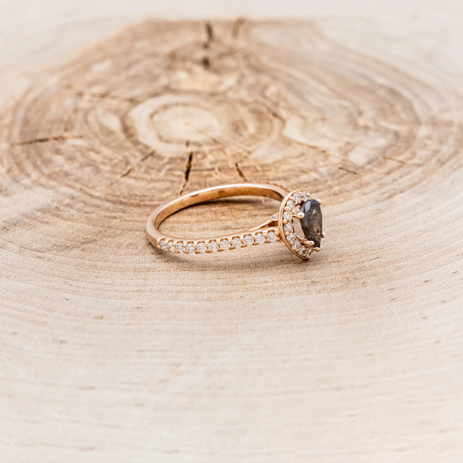 "AGNES" - ENGAGEMENT RING WITH DIAMOND HALO & ACCENTS - Image 10