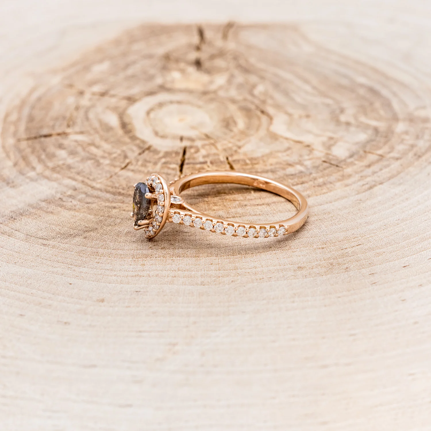 "AGNES" - ENGAGEMENT RING WITH DIAMOND HALO & ACCENTS - Image 11
