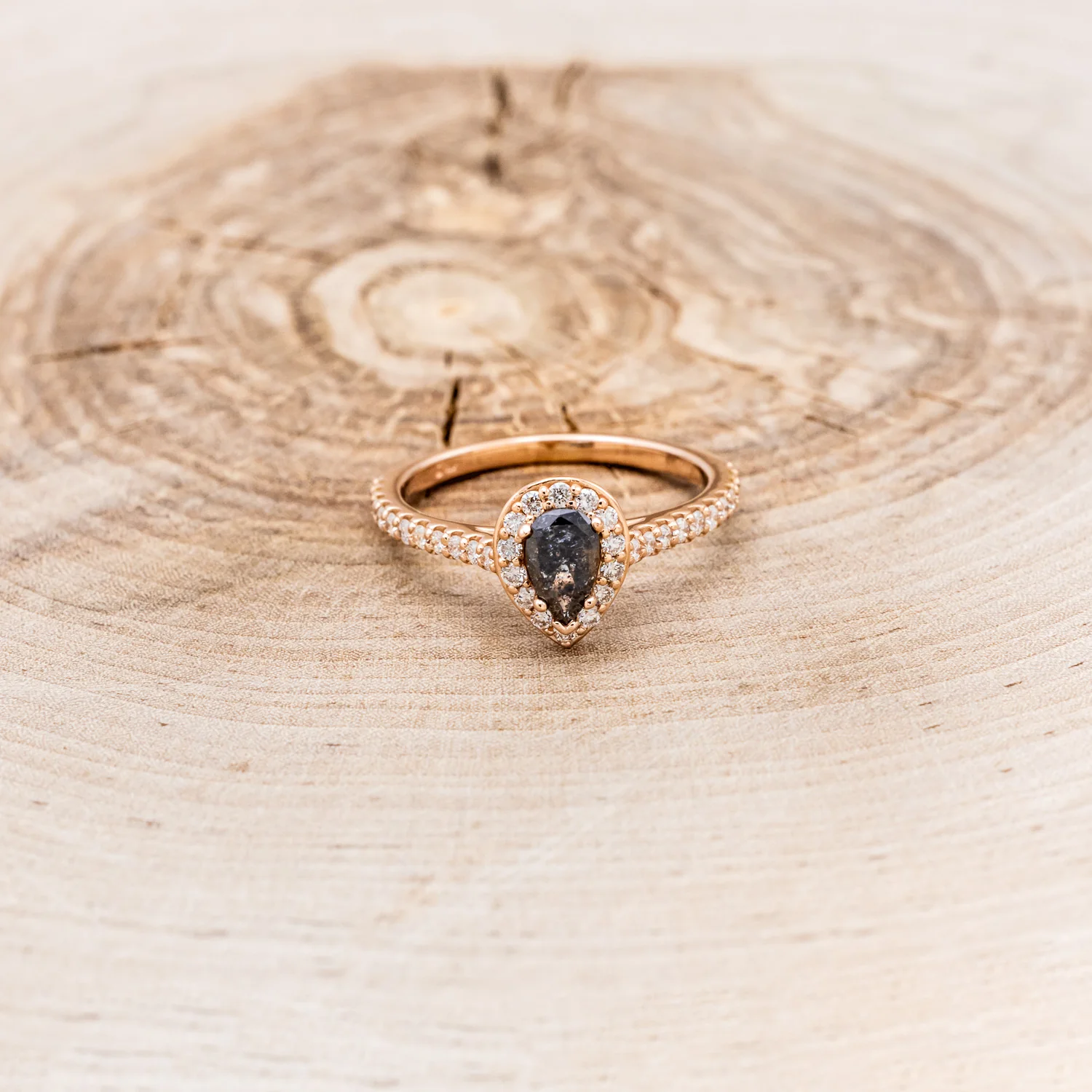 "AGNES" - ENGAGEMENT RING WITH DIAMOND HALO & ACCENTS - Image 12