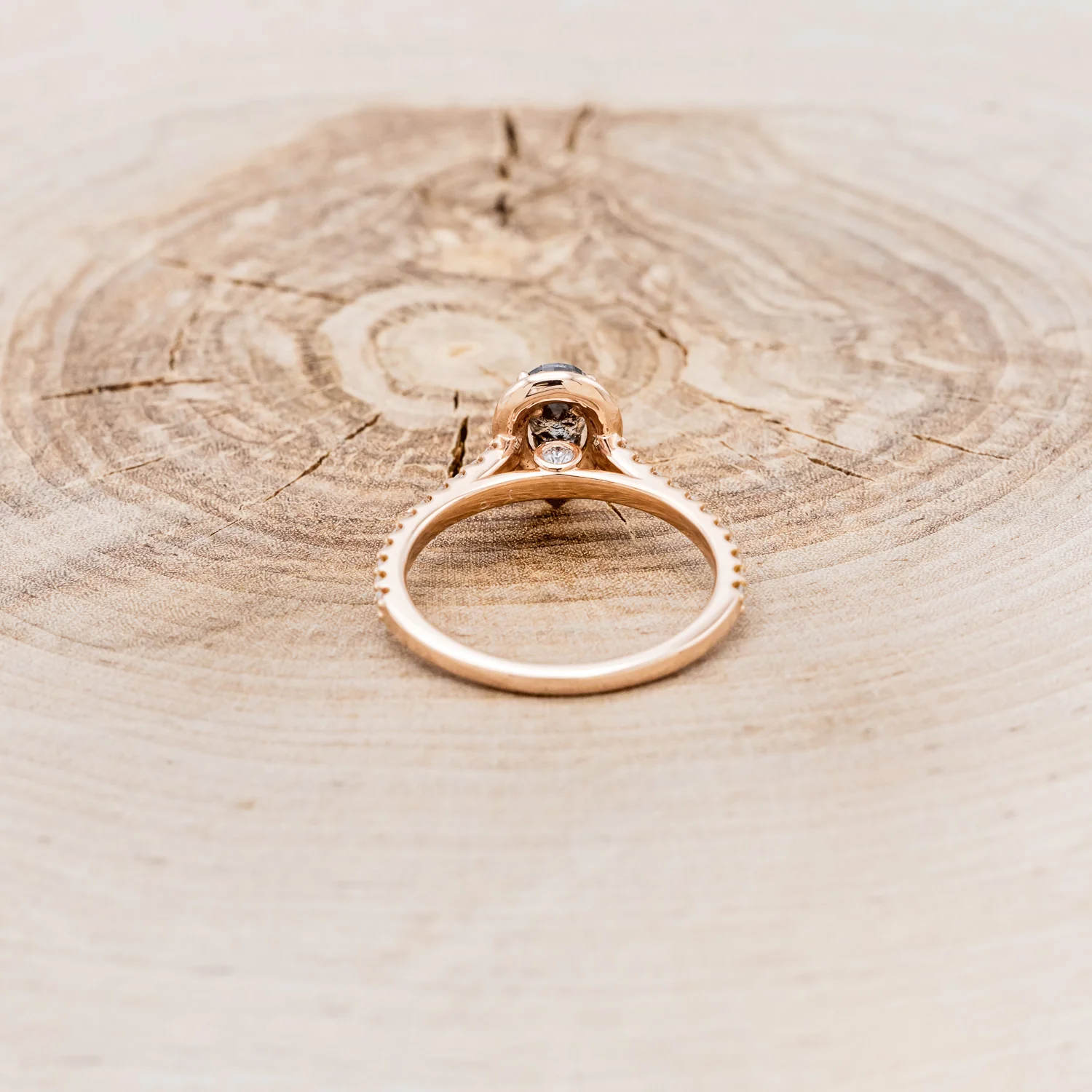 "AGNES" - ENGAGEMENT RING WITH DIAMOND HALO & ACCENTS - Image 13