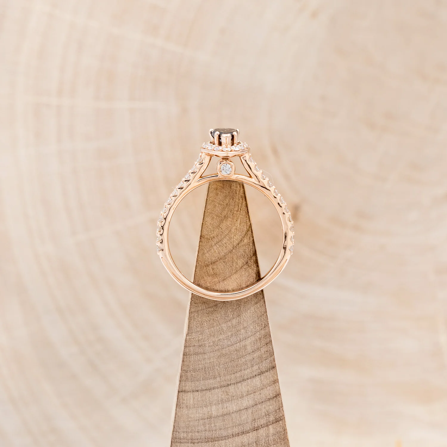 "AGNES" - ENGAGEMENT RING WITH DIAMOND HALO & ACCENTS - Image 14