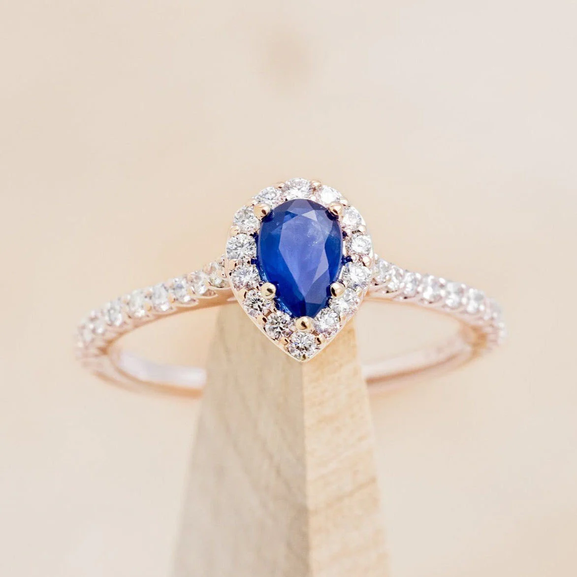 "AGNES" - ENGAGEMENT RING WITH DIAMOND HALO & ACCENTS - Image 3