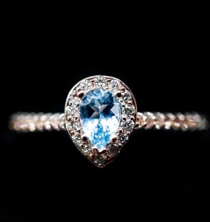 "AGNES" - ENGAGEMENT RING WITH DIAMOND HALO & ACCENTS - Image 9