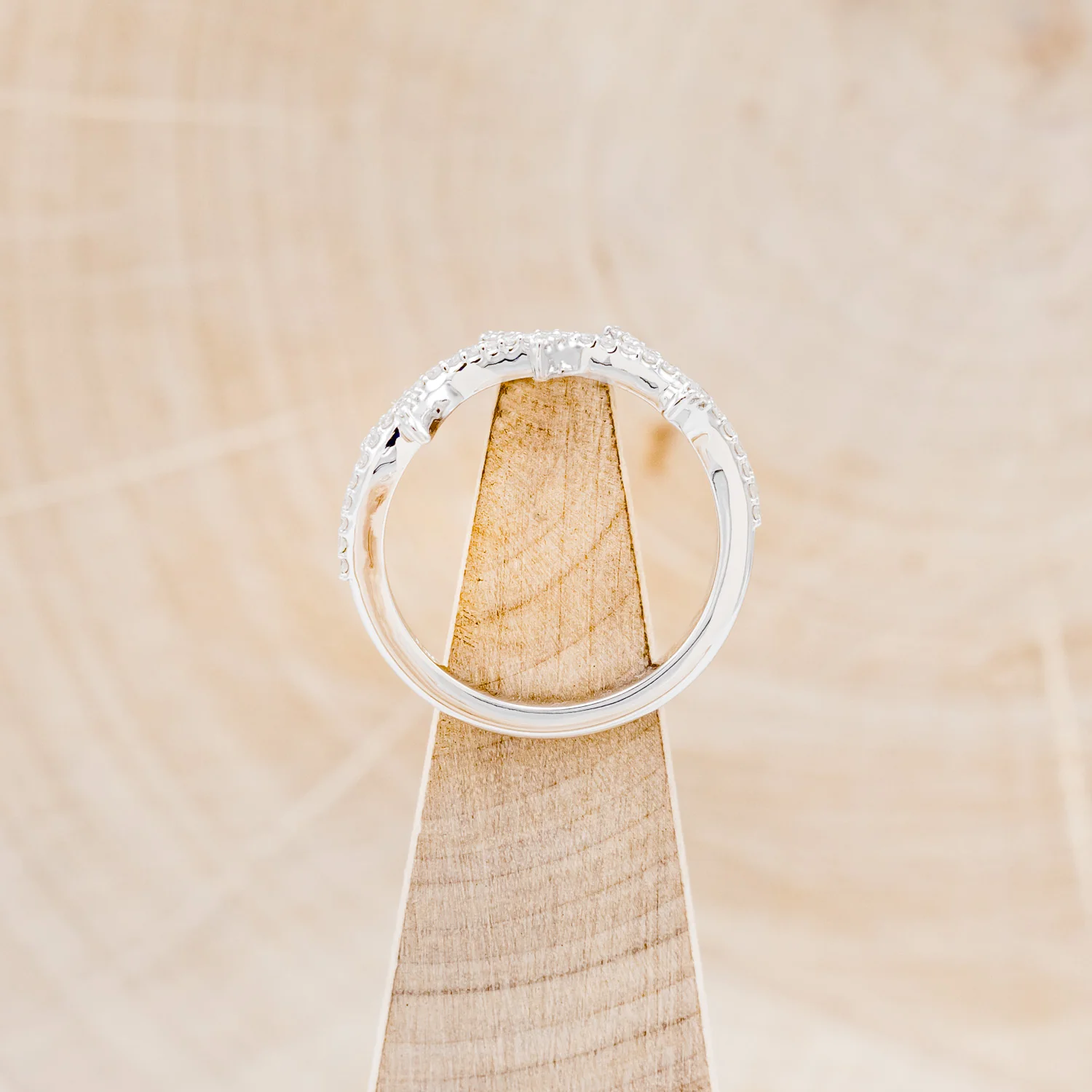 "ARTEMIS" STACKER - 14K GOLD PAVÉ DIAMOND ANTLER-STYLE STACKING BAND - Image 12