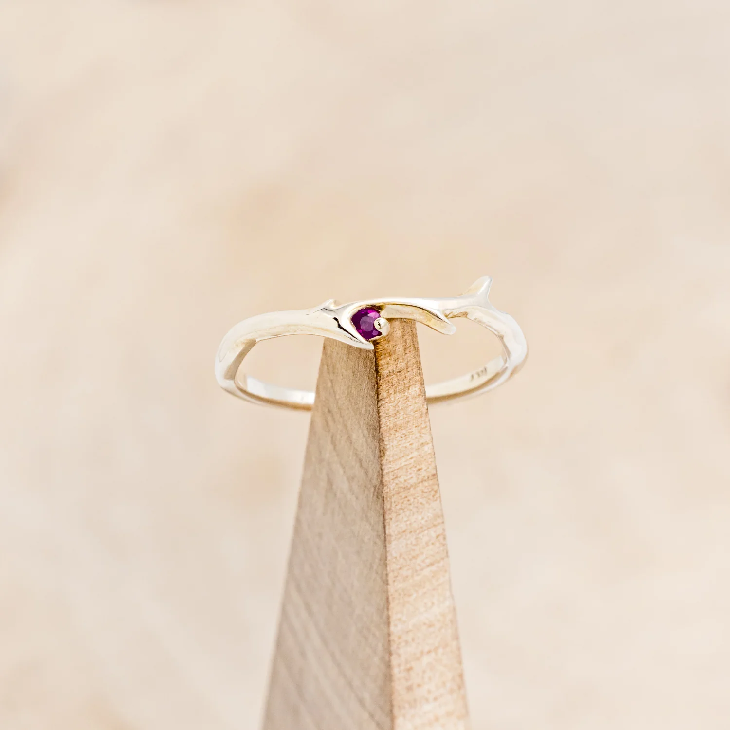 "ARTEMIS" STACKER - ANTLER-STYLE STACKING BAND WITH A BIRTHSTONE ACCENT - Image 19