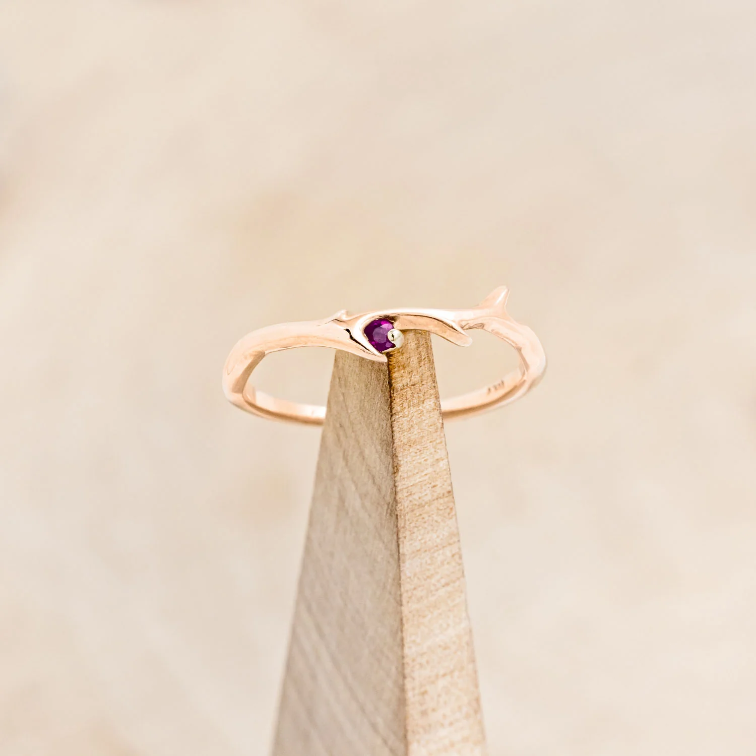 "ARTEMIS" STACKER - ANTLER-STYLE STACKING BAND WITH A BIRTHSTONE ACCENT - Image 21