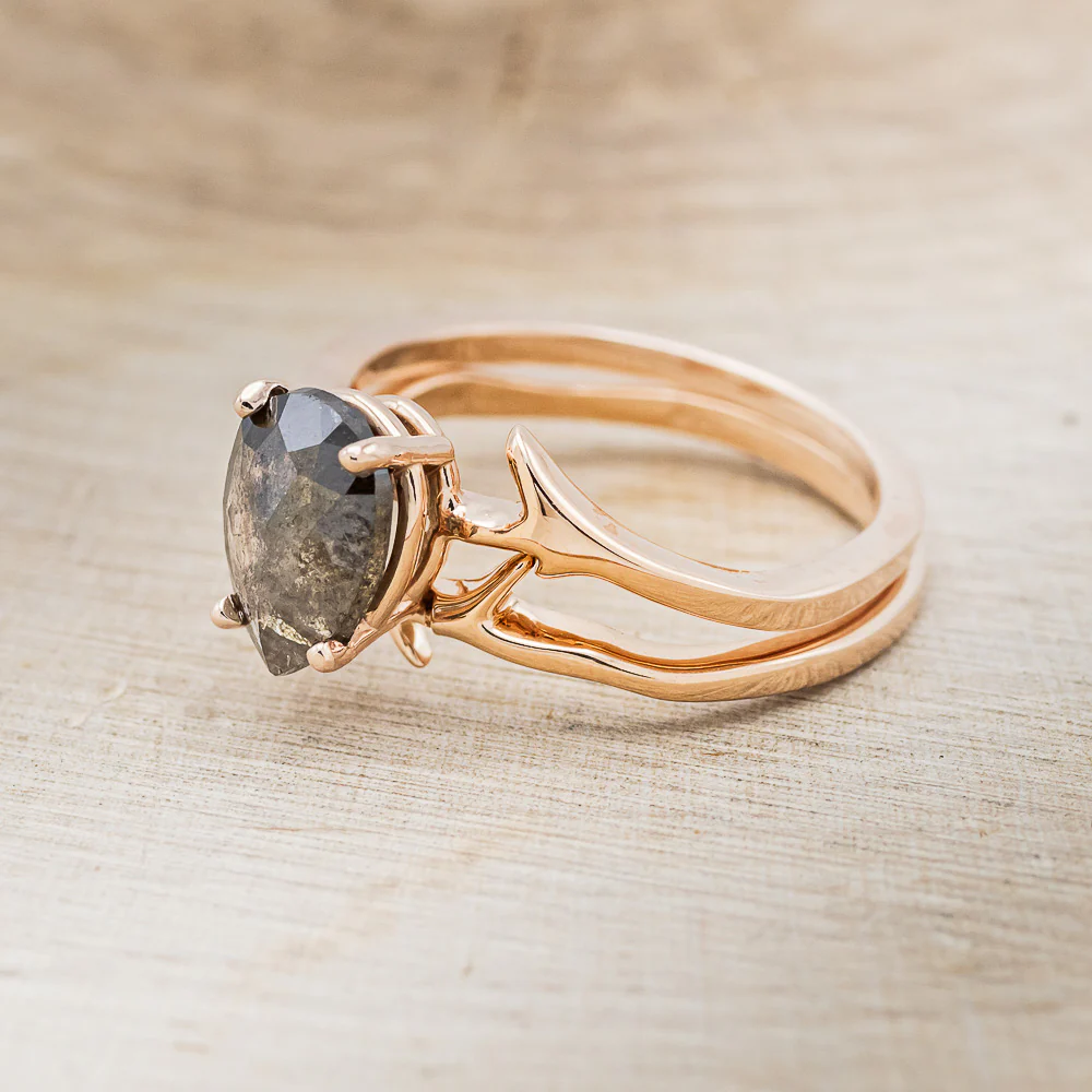 "ARTEMIS" - ENGAGEMENT RING WITH ANTLER-STYLE STACKING BAND - MOUNTING ONLY - SELECT YOUR OWN STONE - Image 10