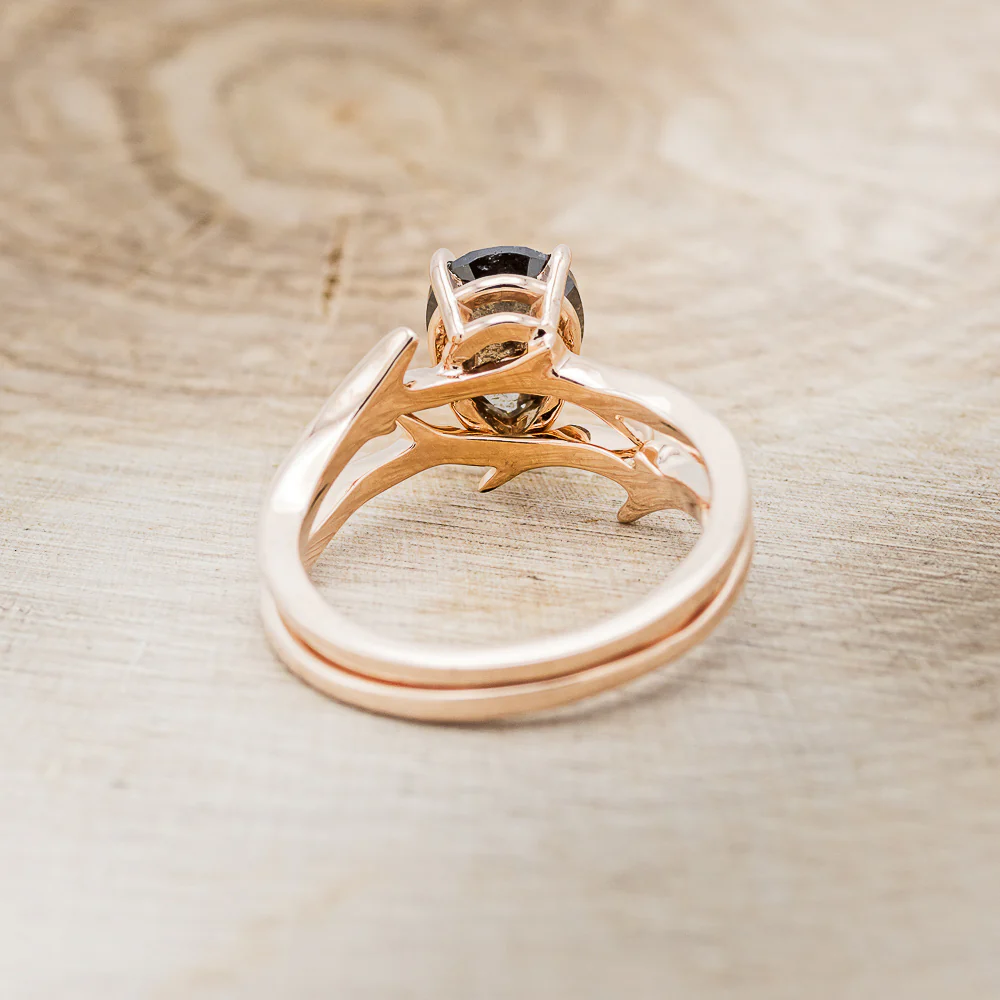 "ARTEMIS" - ENGAGEMENT RING WITH ANTLER-STYLE STACKING BAND - MOUNTING ONLY - SELECT YOUR OWN STONE - Image 13