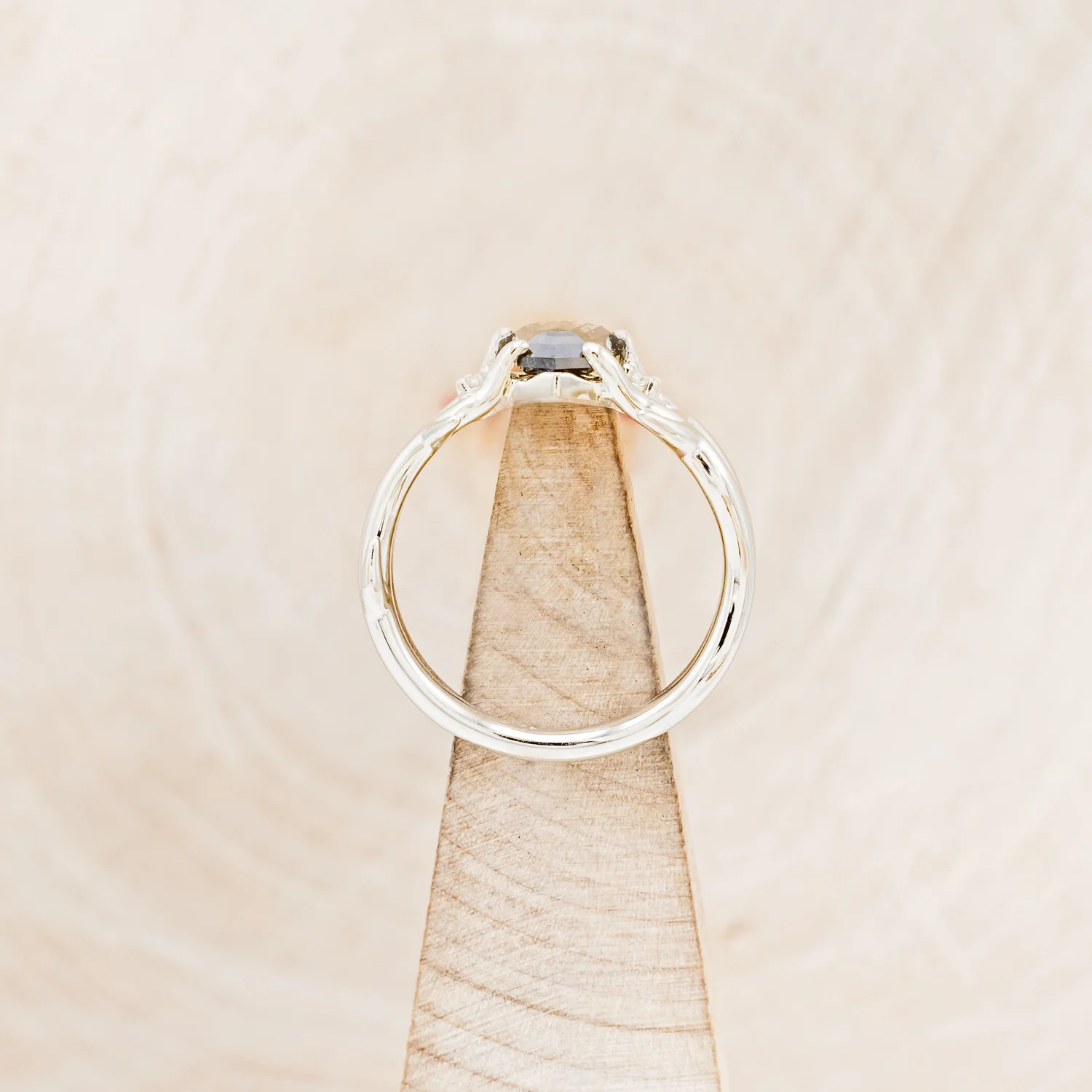 "ARTEMIS" - SHIELD ROSECUT SALT & PEPPER DIAMOND ENGAGEMENT RING WITH DIAMOND ACCENTS - Image 18