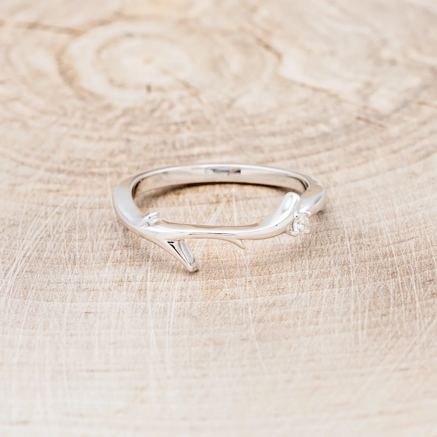 "ARTEMIS" - SHIELD ROSECUT SALT & PEPPER DIAMOND ENGAGEMENT RING WITH DIAMOND ACCENTS & STACKING BAND - Image 13