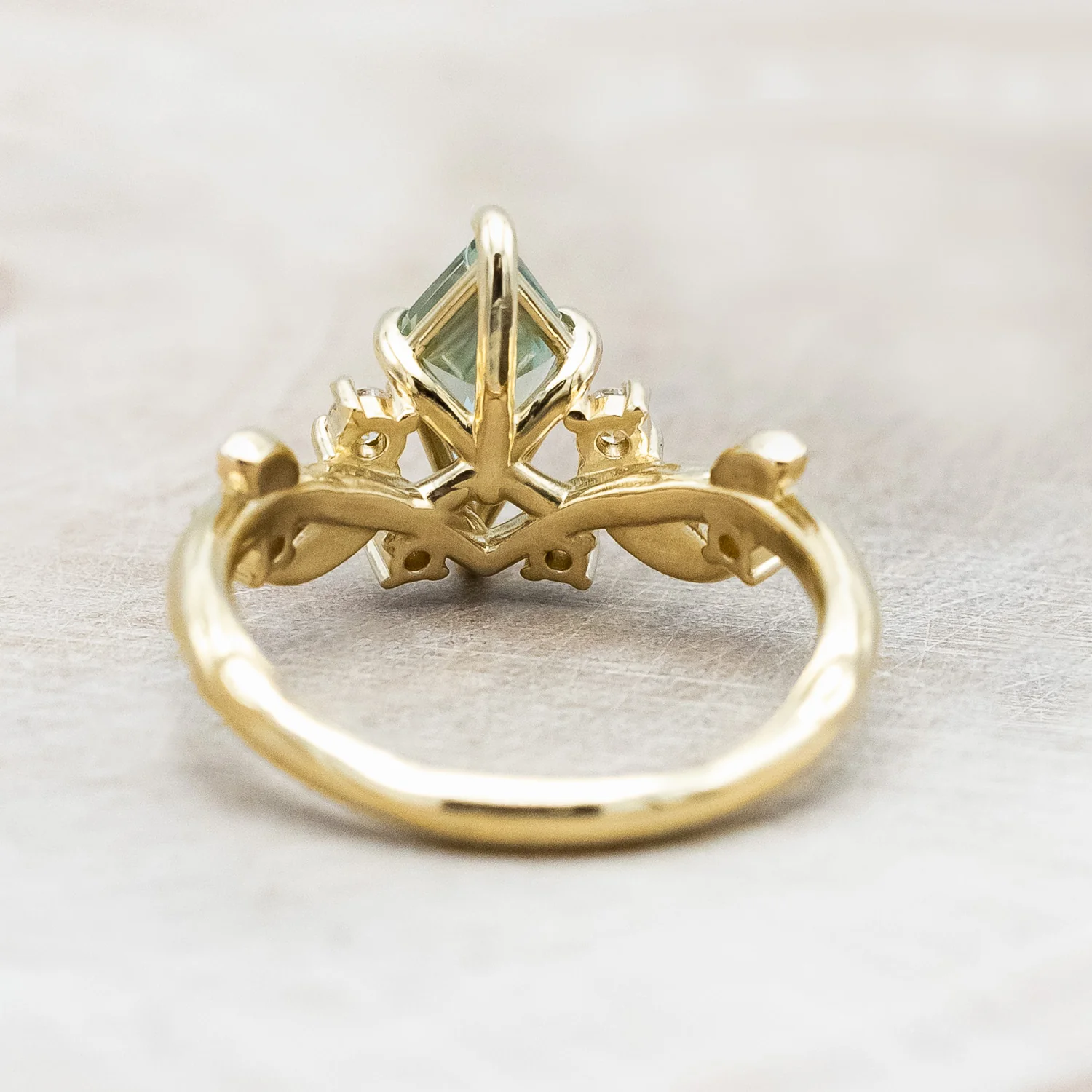 "ARTEMISIA" - KITE CUT LAB-GROWN GREEN SAPPHIRE ENGAGEMENT RING WITH DIAMOND ACCENTS - Image 13