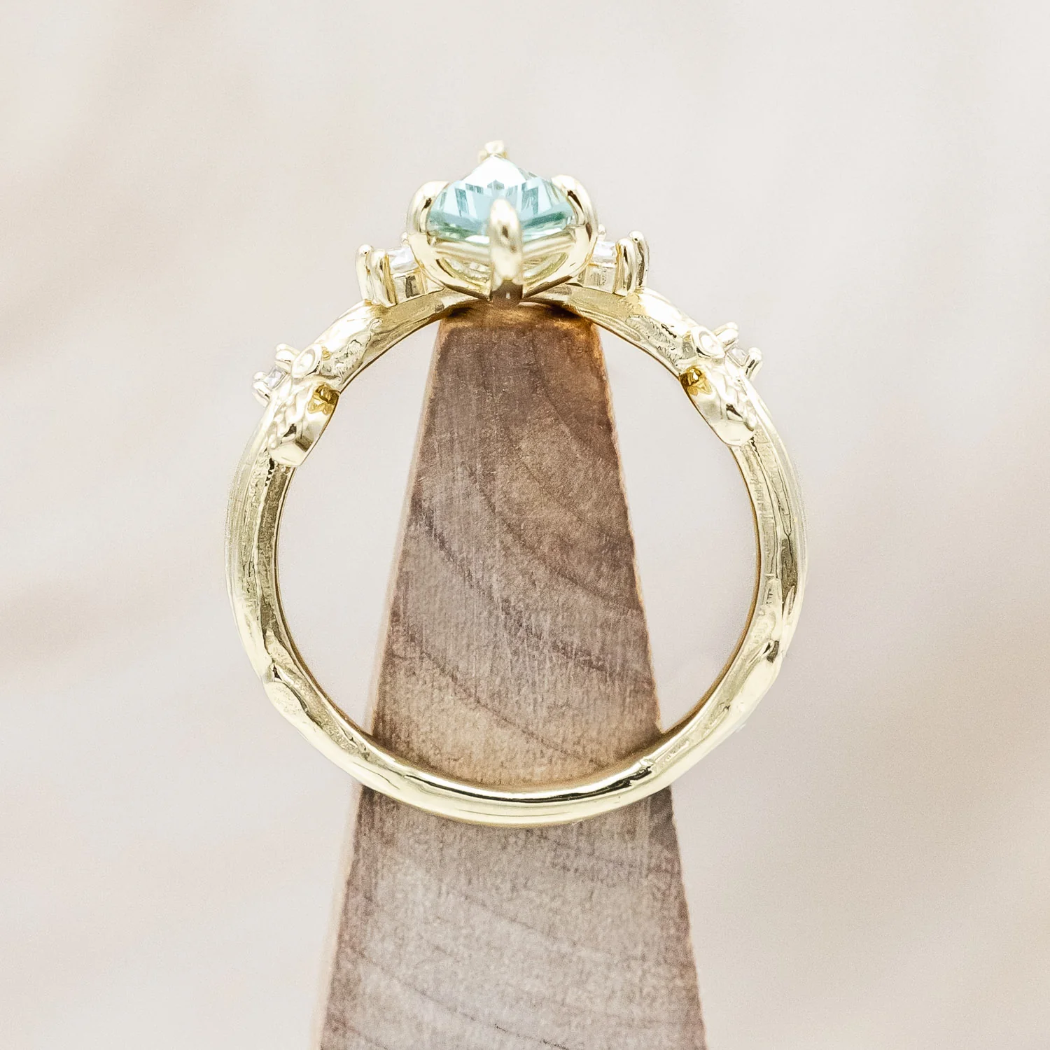 "ARTEMISIA" - KITE CUT LAB-GROWN GREEN SAPPHIRE ENGAGEMENT RING WITH DIAMOND ACCENTS - Image 14