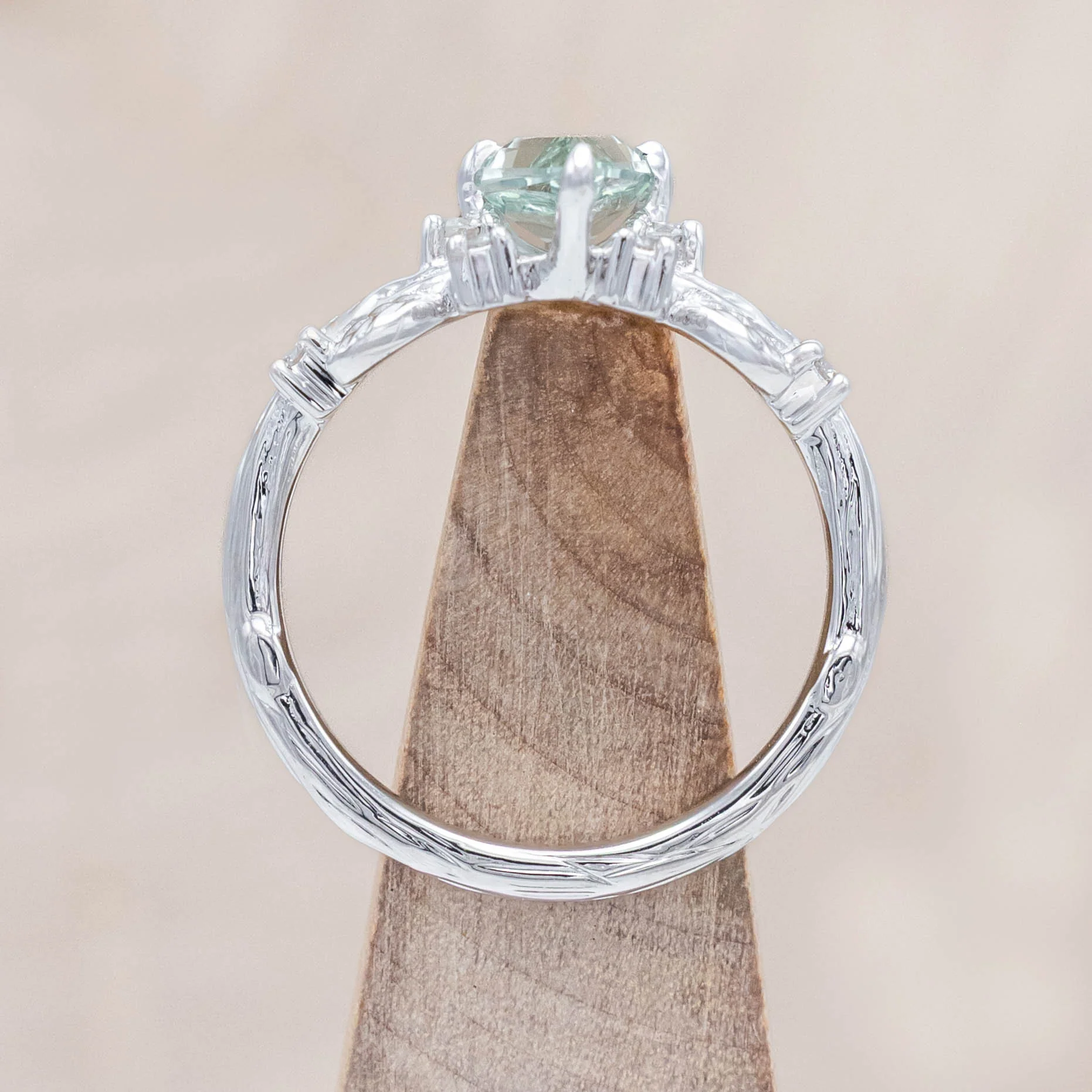 "ARTEMISIA" - KITE CUT LAB-GROWN GREEN SAPPHIRE ENGAGEMENT RING WITH DIAMOND ACCENTS - Image 20
