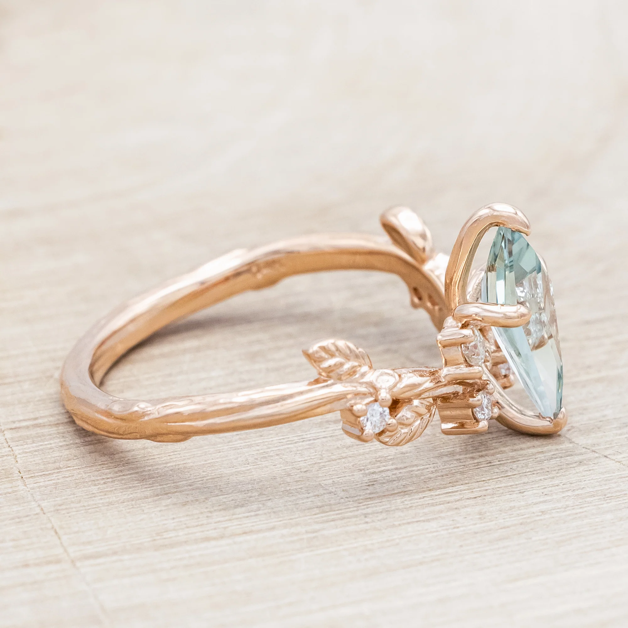 "ARTEMISIA" - KITE CUT LAB-GROWN GREEN SAPPHIRE ENGAGEMENT RING WITH DIAMOND ACCENTS - Image 5