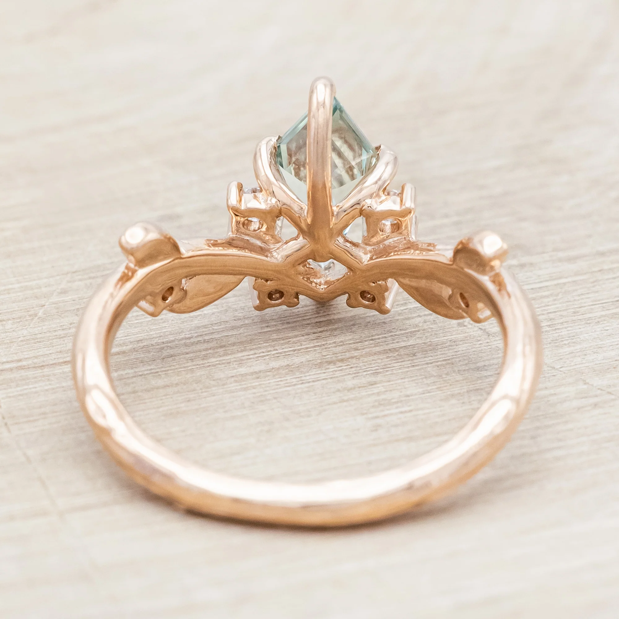 "ARTEMISIA" - KITE CUT LAB-GROWN GREEN SAPPHIRE ENGAGEMENT RING WITH DIAMOND ACCENTS - Image 7