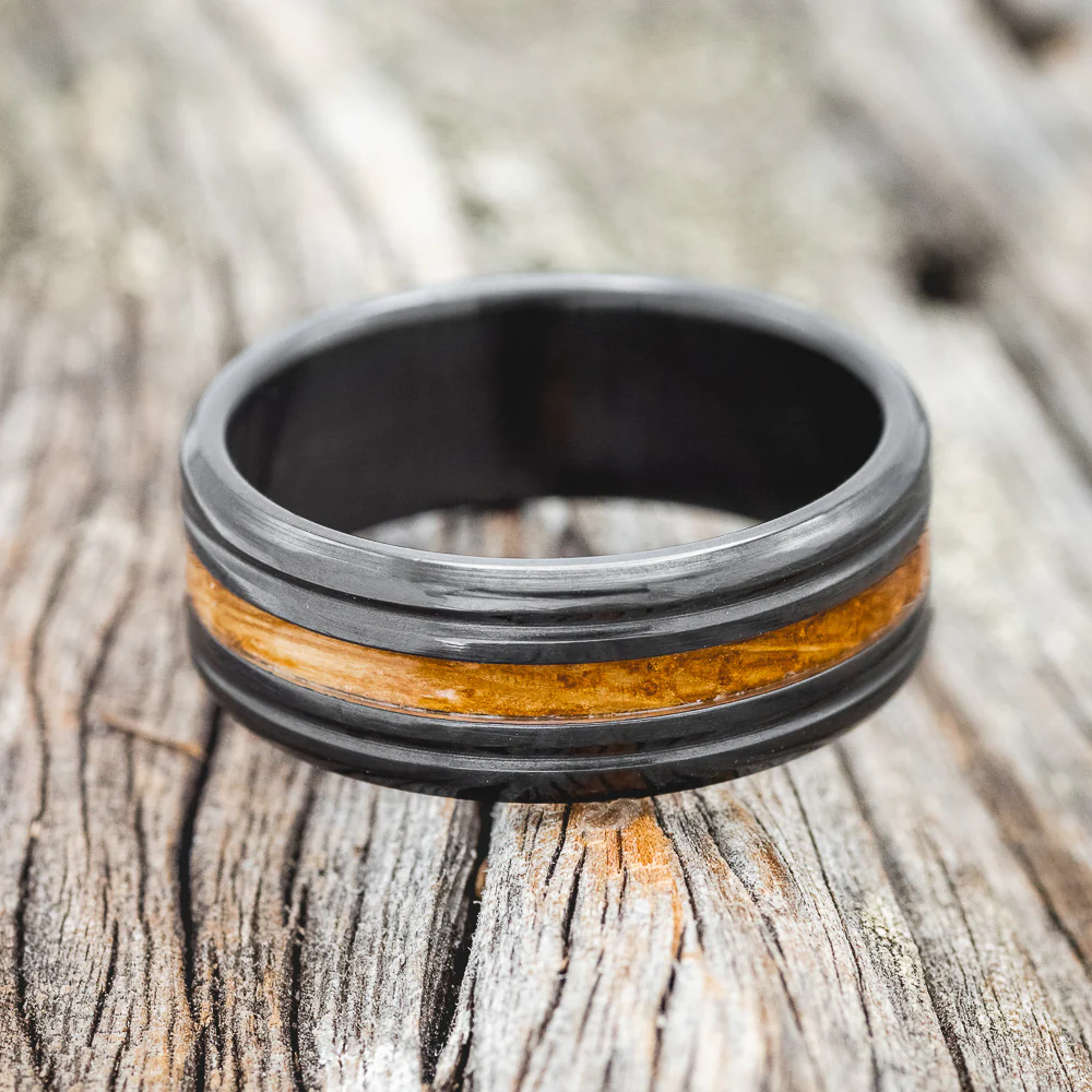 "AUSTIN" - WHISKEY BARREL OAK WEDDING RING - Image 7
