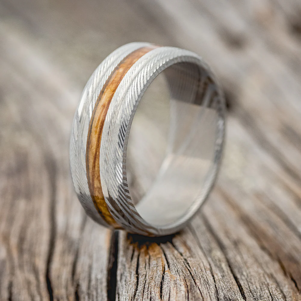 "AUSTIN" - WHISKEY BARREL OAK WEDDING RING - Image 8