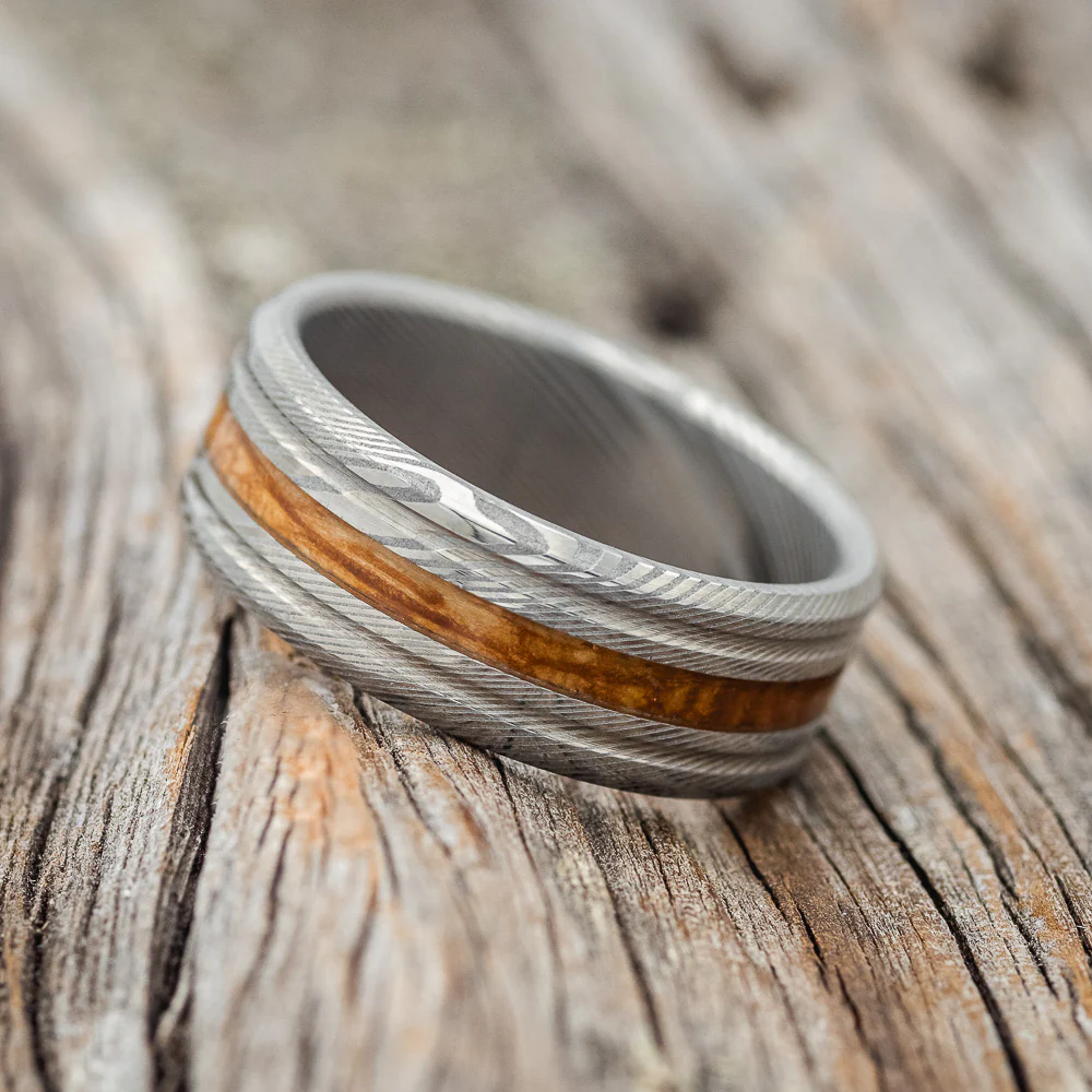 "AUSTIN" - WHISKEY BARREL OAK WEDDING RING - Image 9