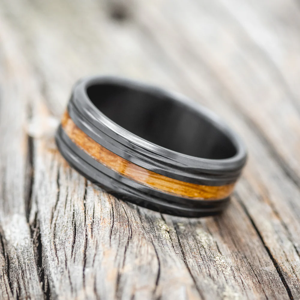 "AUSTIN" - WHISKEY BARREL OAK WEDDING RING - Image 5