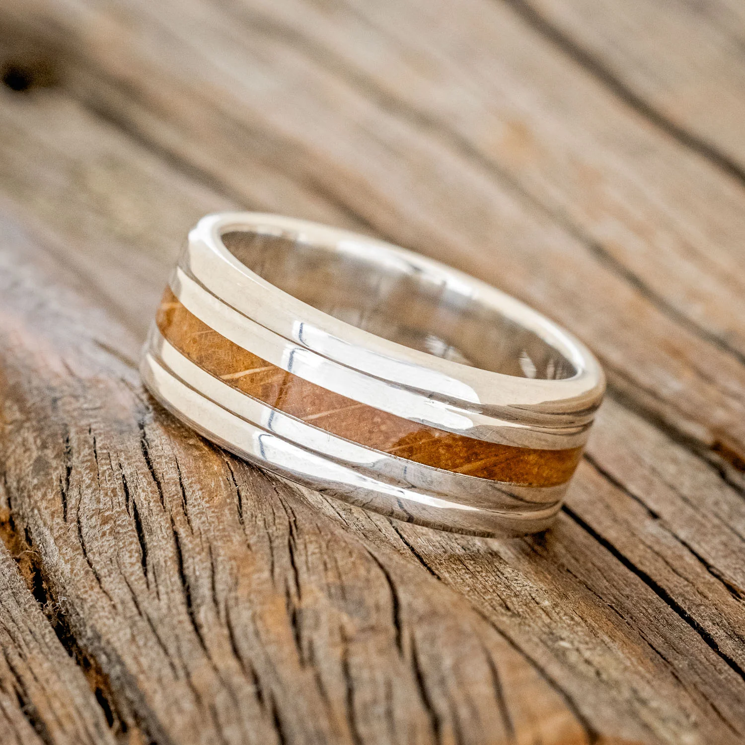 "AUSTIN" - WHISKEY BARREL OAK WEDDING RING - Image 12