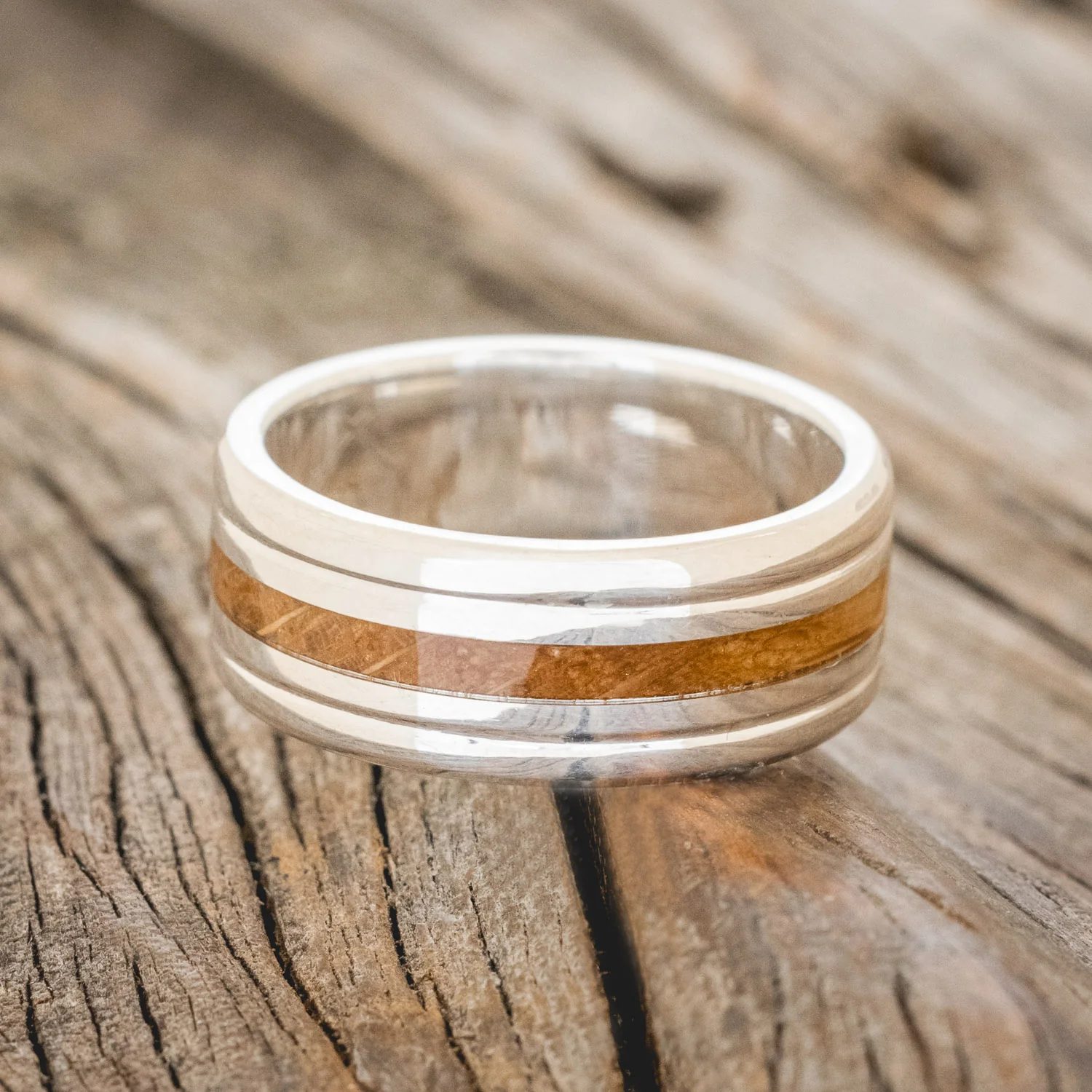 "AUSTIN" - WHISKEY BARREL OAK WEDDING RING - Image 13