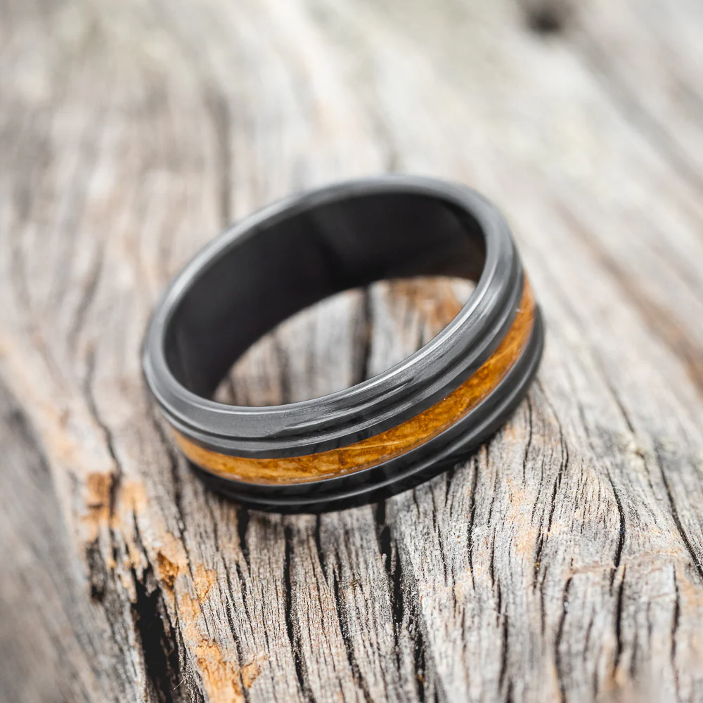 "AUSTIN" - WHISKEY BARREL OAK WEDDING RING - Image 6
