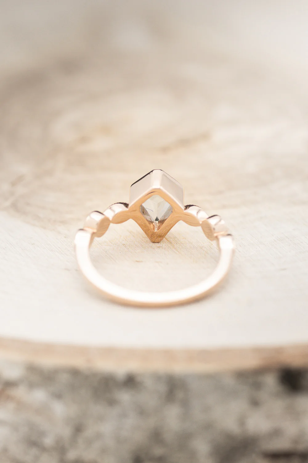 "BIANCA" - BRIDAL SUITE - KITE CUT AQUAMARINE ENGAGEMENT RING WITH PEARL & DIAMOND ACCENTS - Image 12