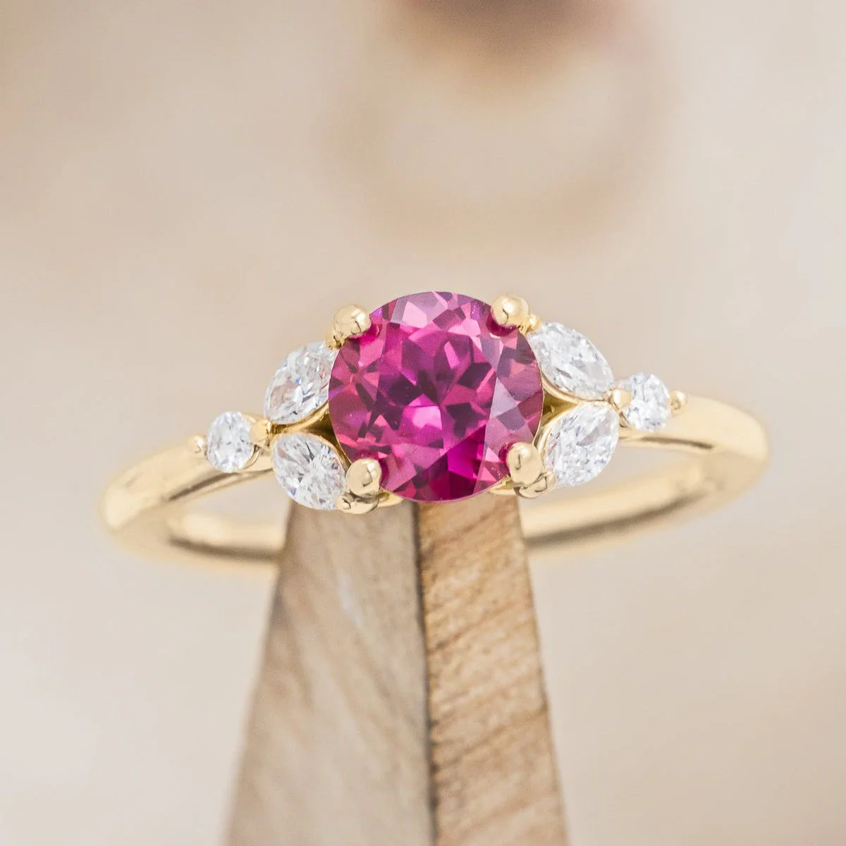 "BLOSSOM" - ROUND CUT ENGAGEMENT RING WITH DIAMOND ACCENTS - Image 17