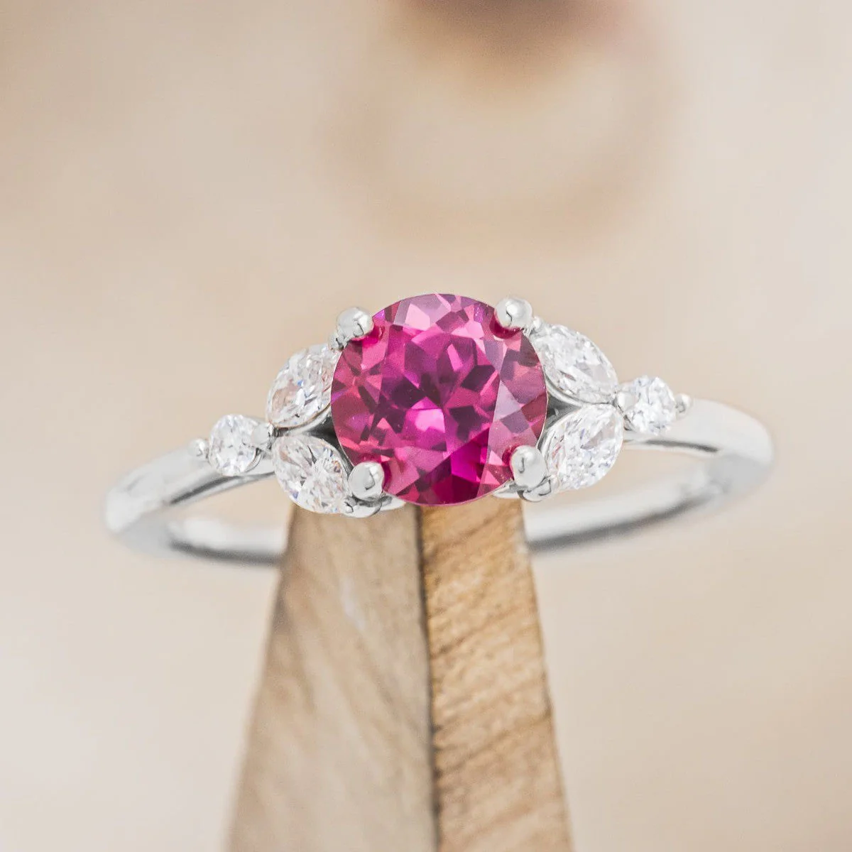 "BLOSSOM" - ROUND CUT ENGAGEMENT RING WITH DIAMOND ACCENTS - Image 18