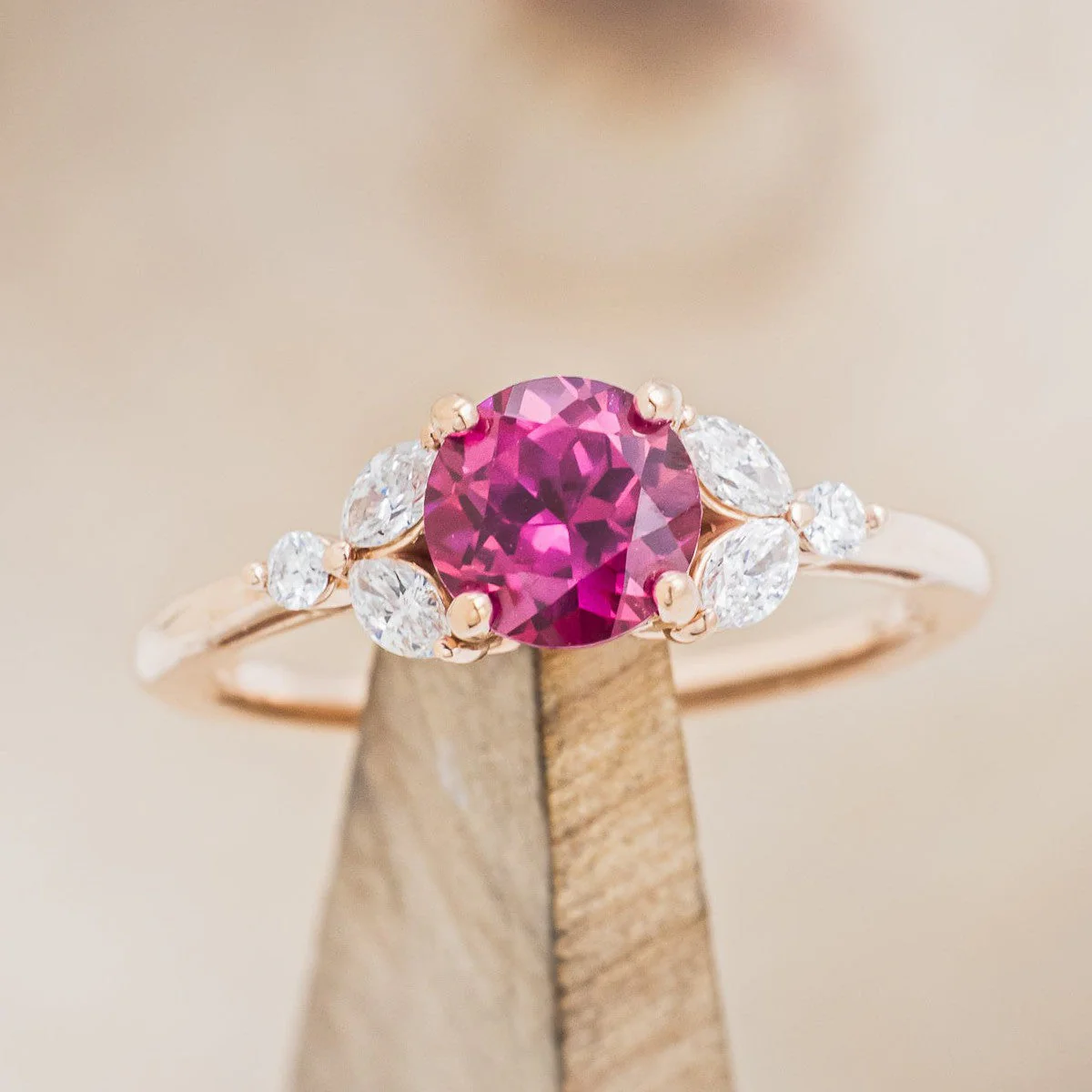 "BLOSSOM" - ROUND CUT ENGAGEMENT RING WITH DIAMOND ACCENTS - Image 19