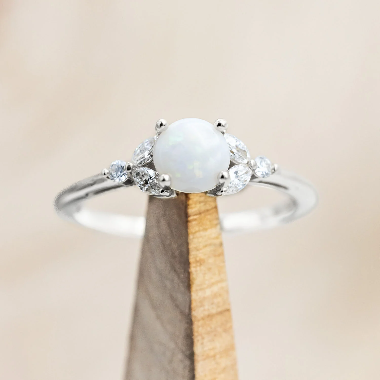 "BLOSSOM" - ROUND CUT ENGAGEMENT RING WITH DIAMOND ACCENTS - Image 3