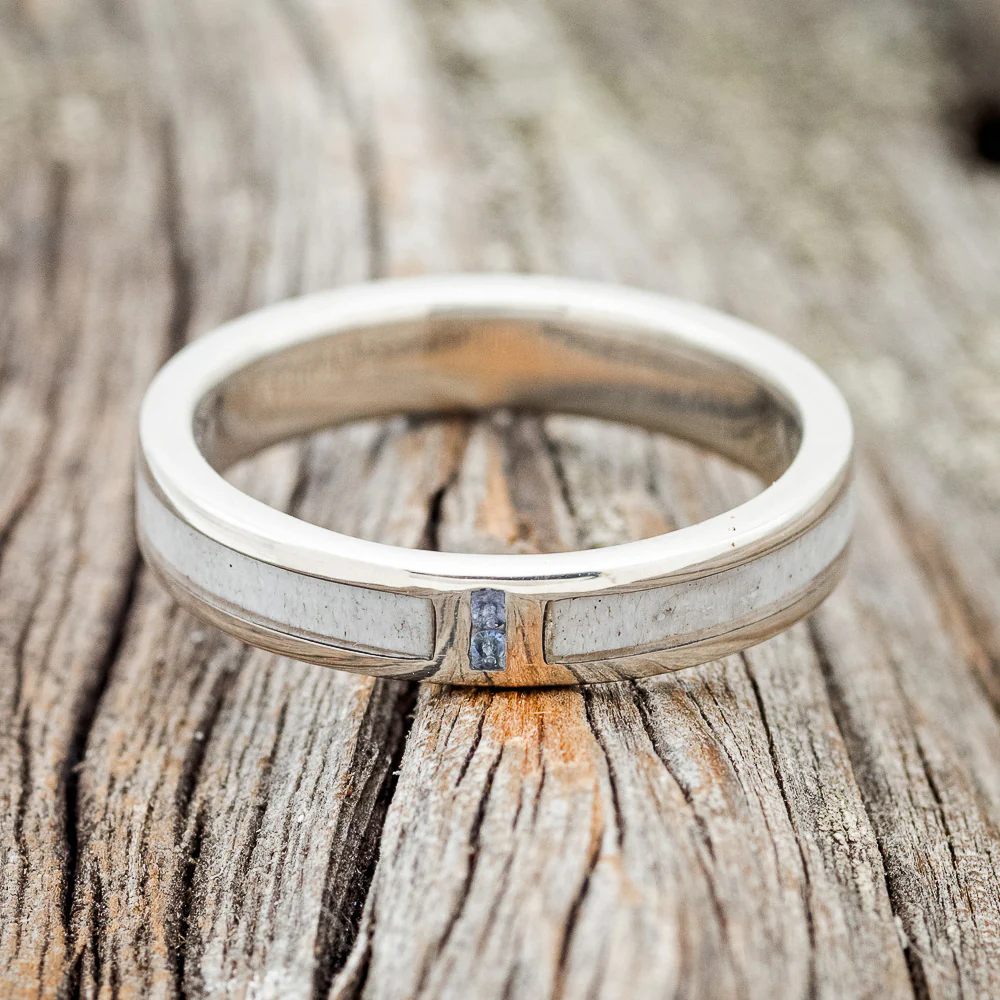 "CASPIAN" - ANTLER & AQUAMARINE WEDDING RING - Image 3