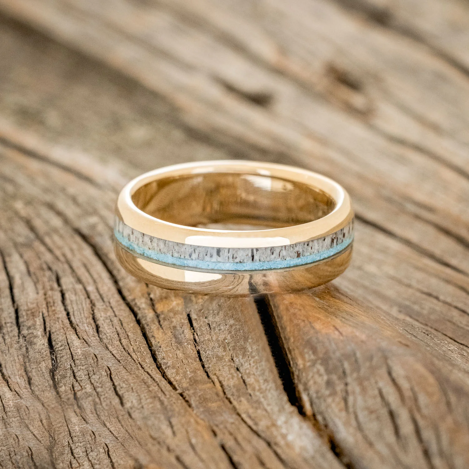 "CASTOR" - TURQUOISE & ANTLER WEDDING BAND - Image 3