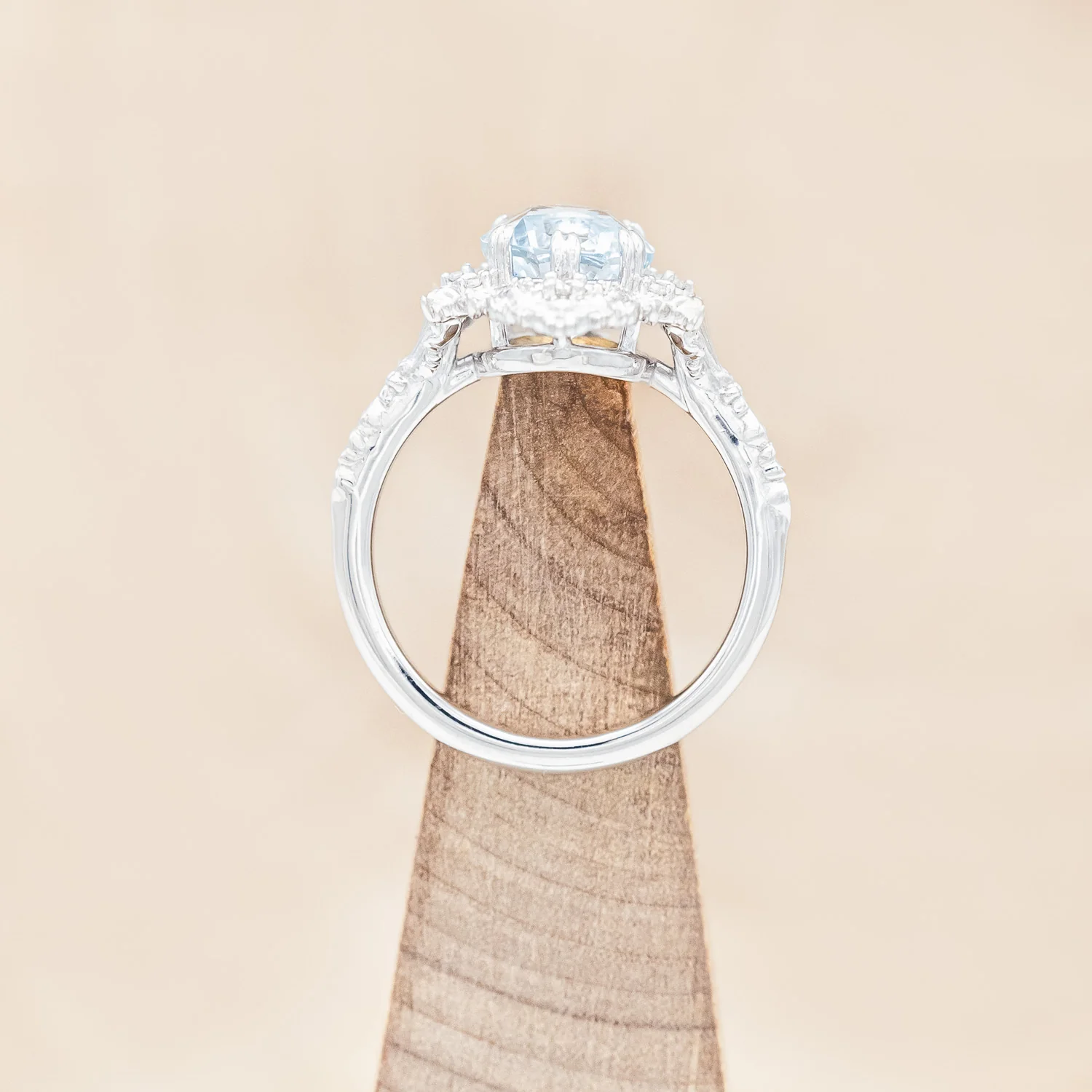 "CHERIE" - ROCOCO-STYLE OVAL CUT AQUAMARINE ENGAGEMENT RING WITH DIAMOND ACCENTS - Image 8