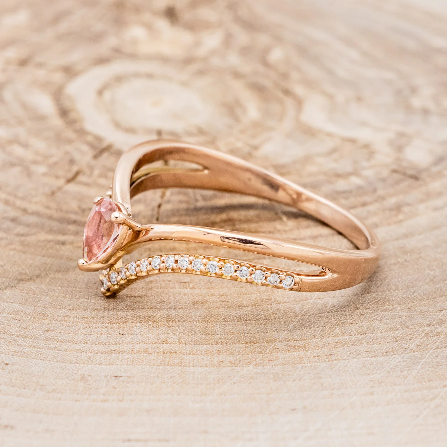 "CICELY" - PEAR CUT PINK TOURMALINE ENGAGEMENT RING WITH DIAMOND ACCENTS - Image 3