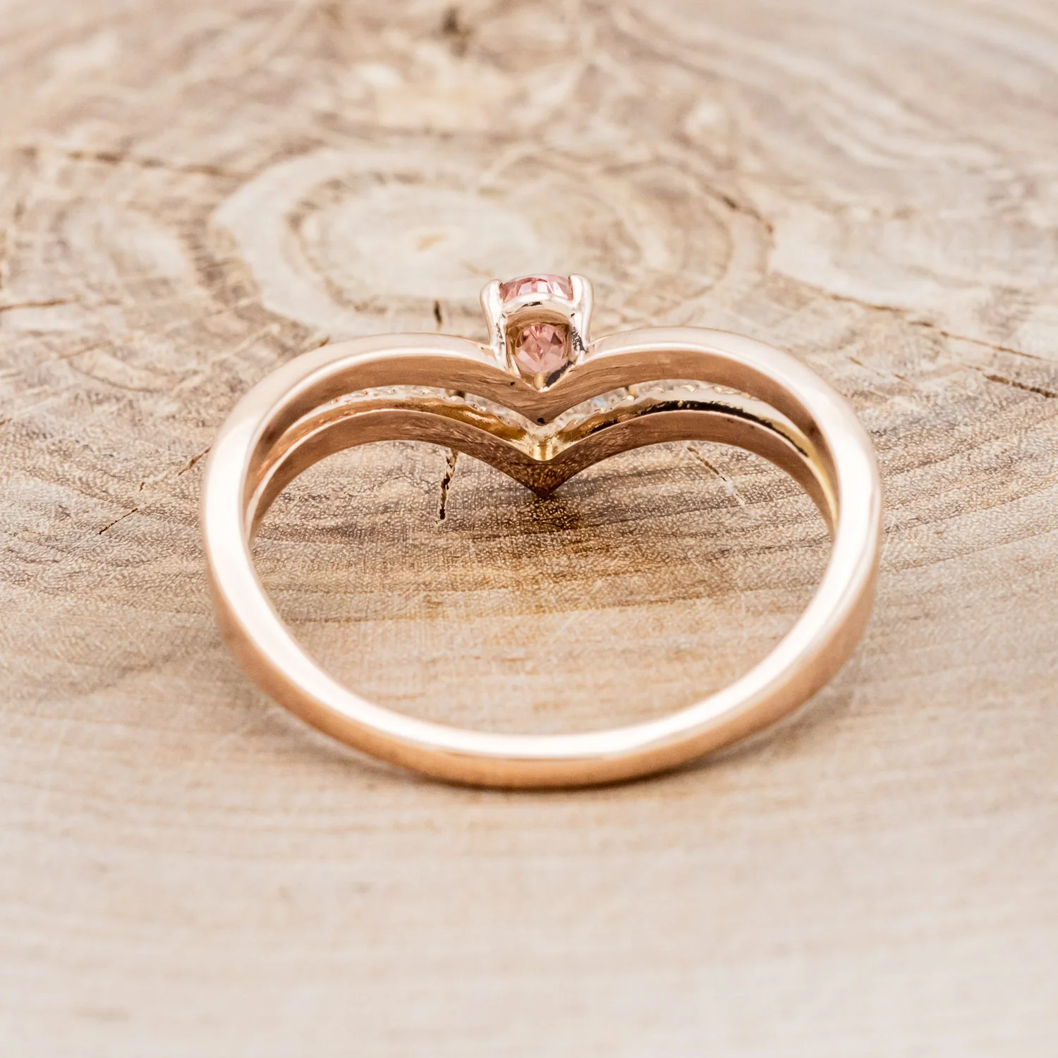 "CICELY" - PEAR CUT PINK TOURMALINE ENGAGEMENT RING WITH DIAMOND ACCENTS - Image 5