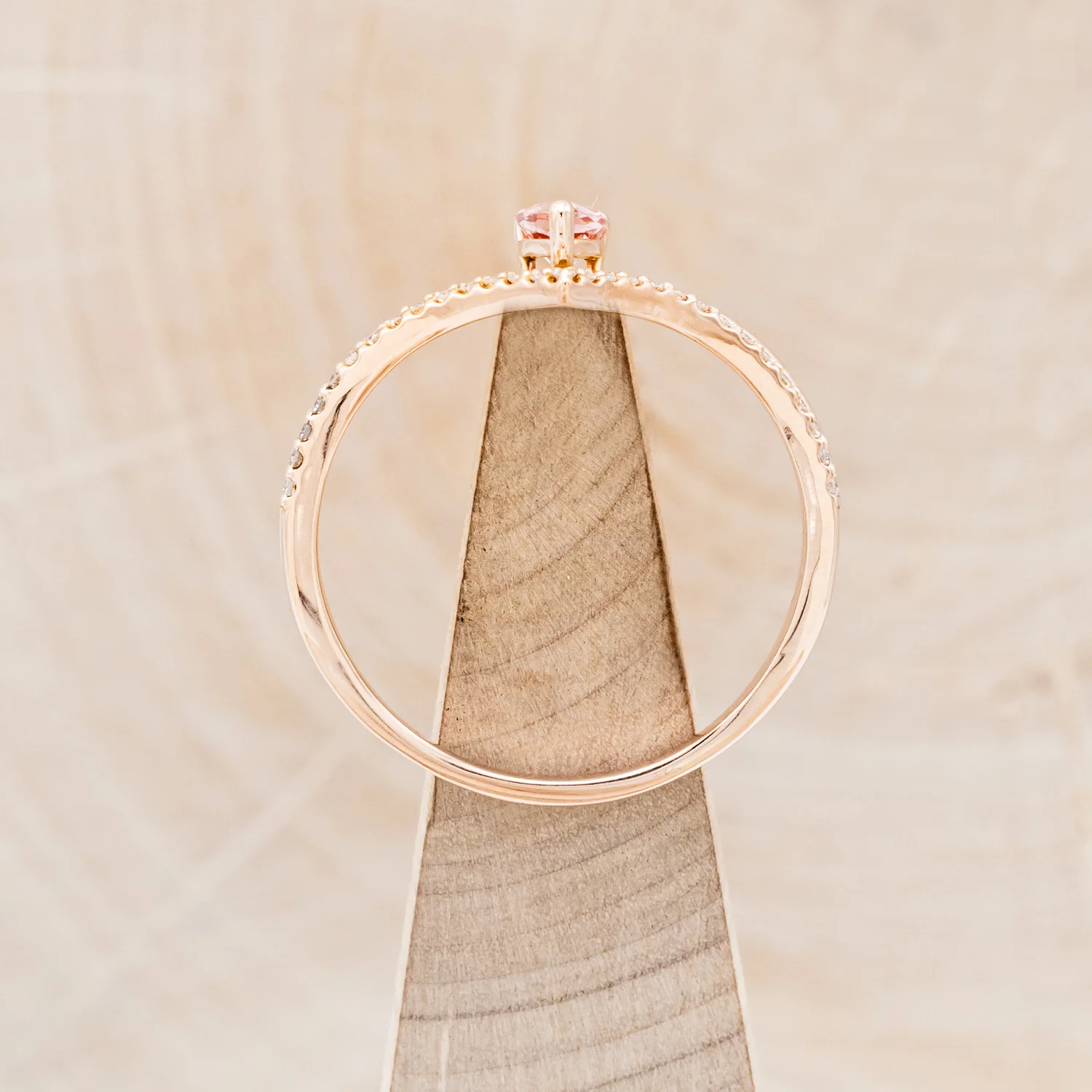 "CICELY" - PEAR CUT PINK TOURMALINE ENGAGEMENT RING WITH DIAMOND ACCENTS - Image 6