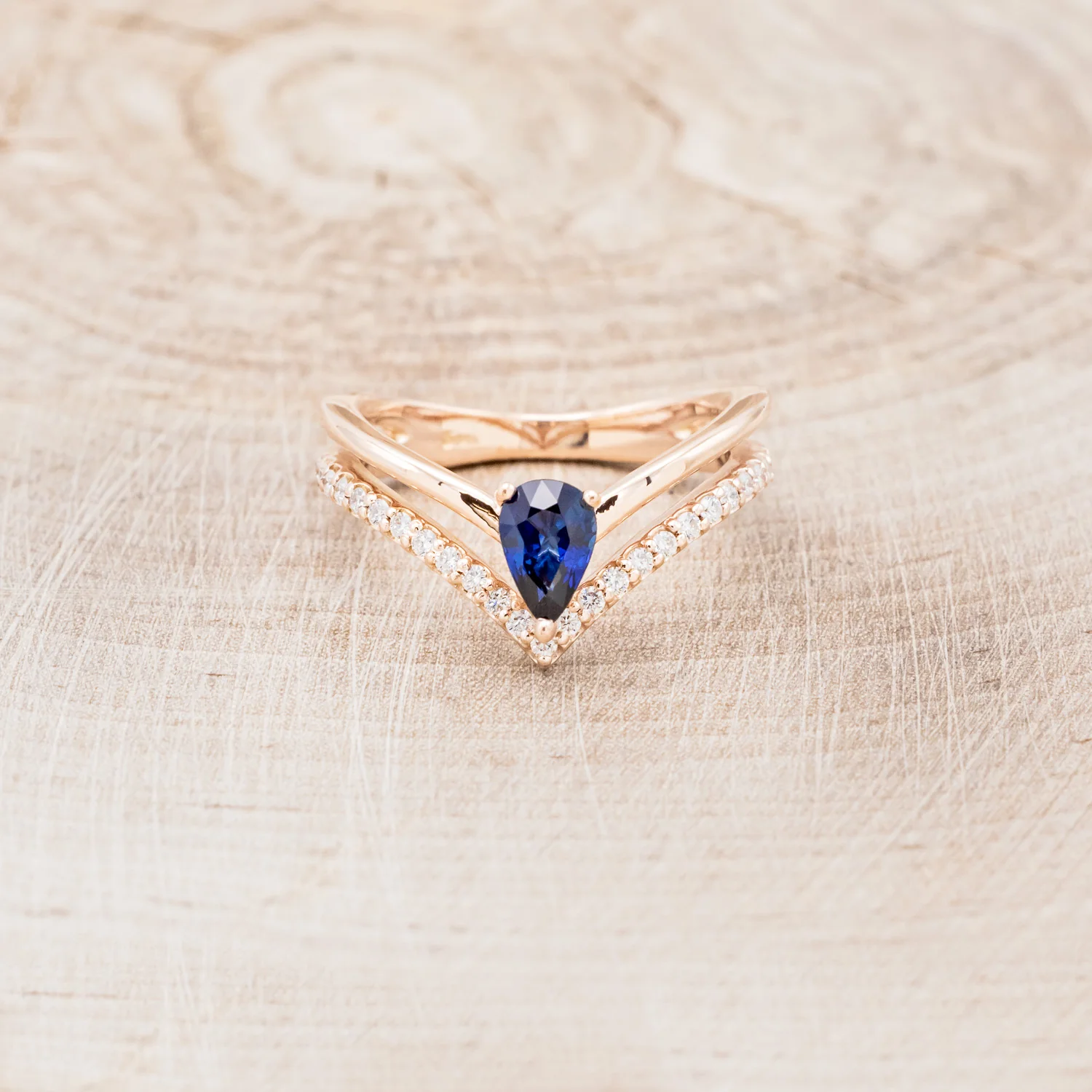 "CICELY" - PEAR CUT LAB-GROWN BLUE SAPPHIRE ENGAGEMENT RING WITH DIAMOND ACCENTS - Image 4