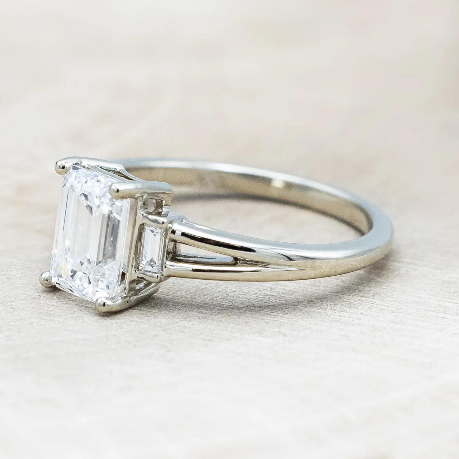 ONE-OF-A-KIND - "CORELLA" - EMERALD CUT LAB-GROWN DIAMOND ENGAGEMENT RING WITH DIAMOND ACCENTS - Image 3
