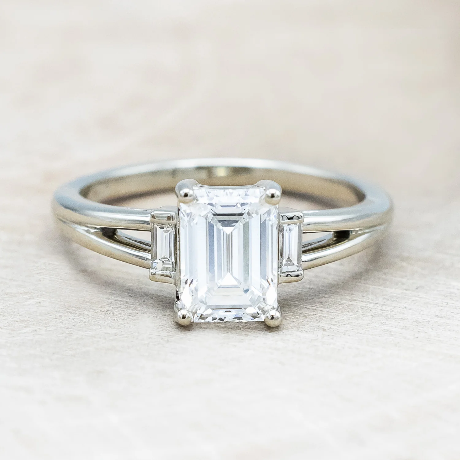 ONE-OF-A-KIND - "CORELLA" - EMERALD CUT LAB-GROWN DIAMOND ENGAGEMENT RING WITH DIAMOND ACCENTS - Image 4