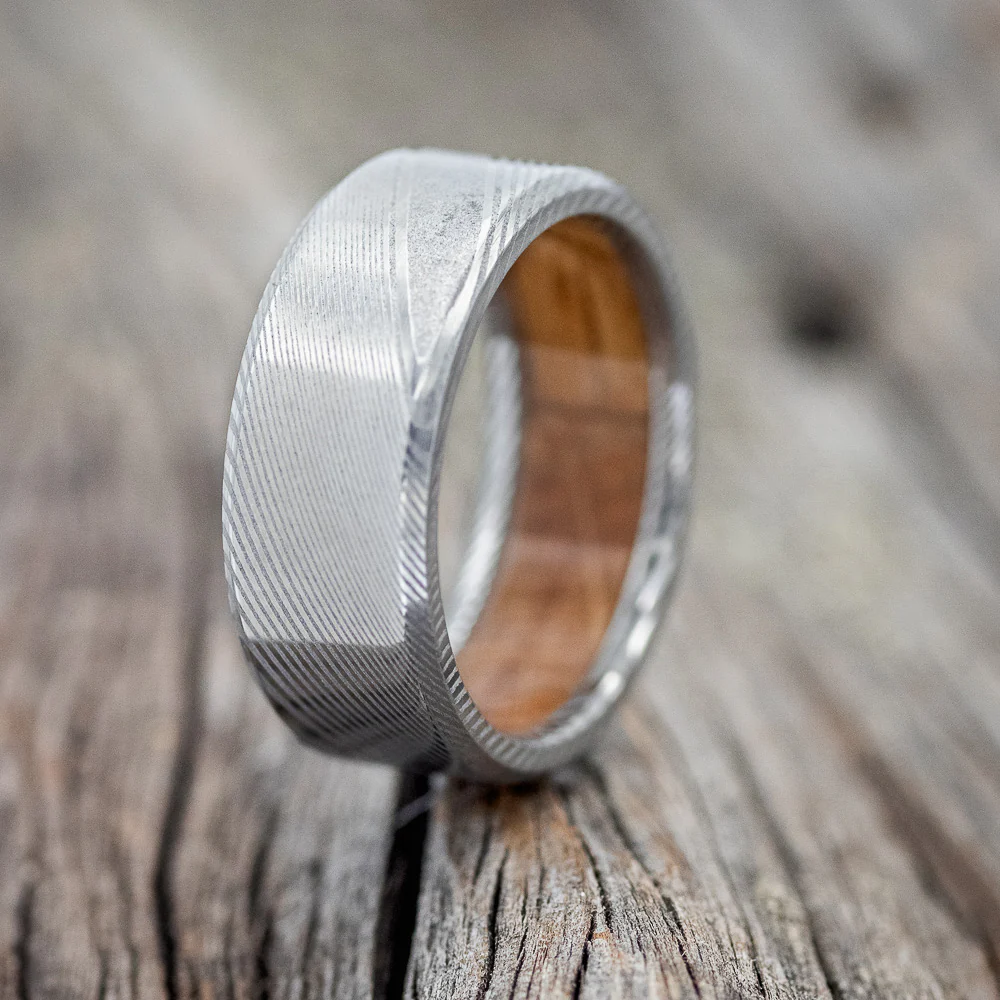WHISKEY BARREL LINED WEDDING BAND - Image 8