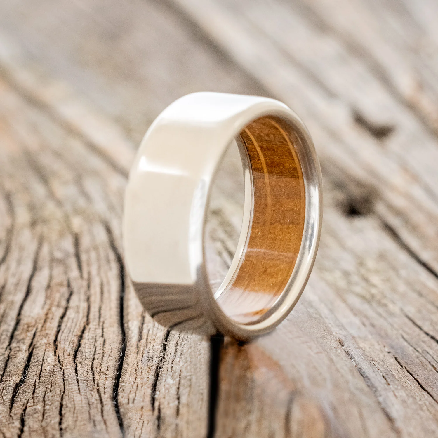 WHISKEY BARREL LINED WEDDING BAND - Image 3