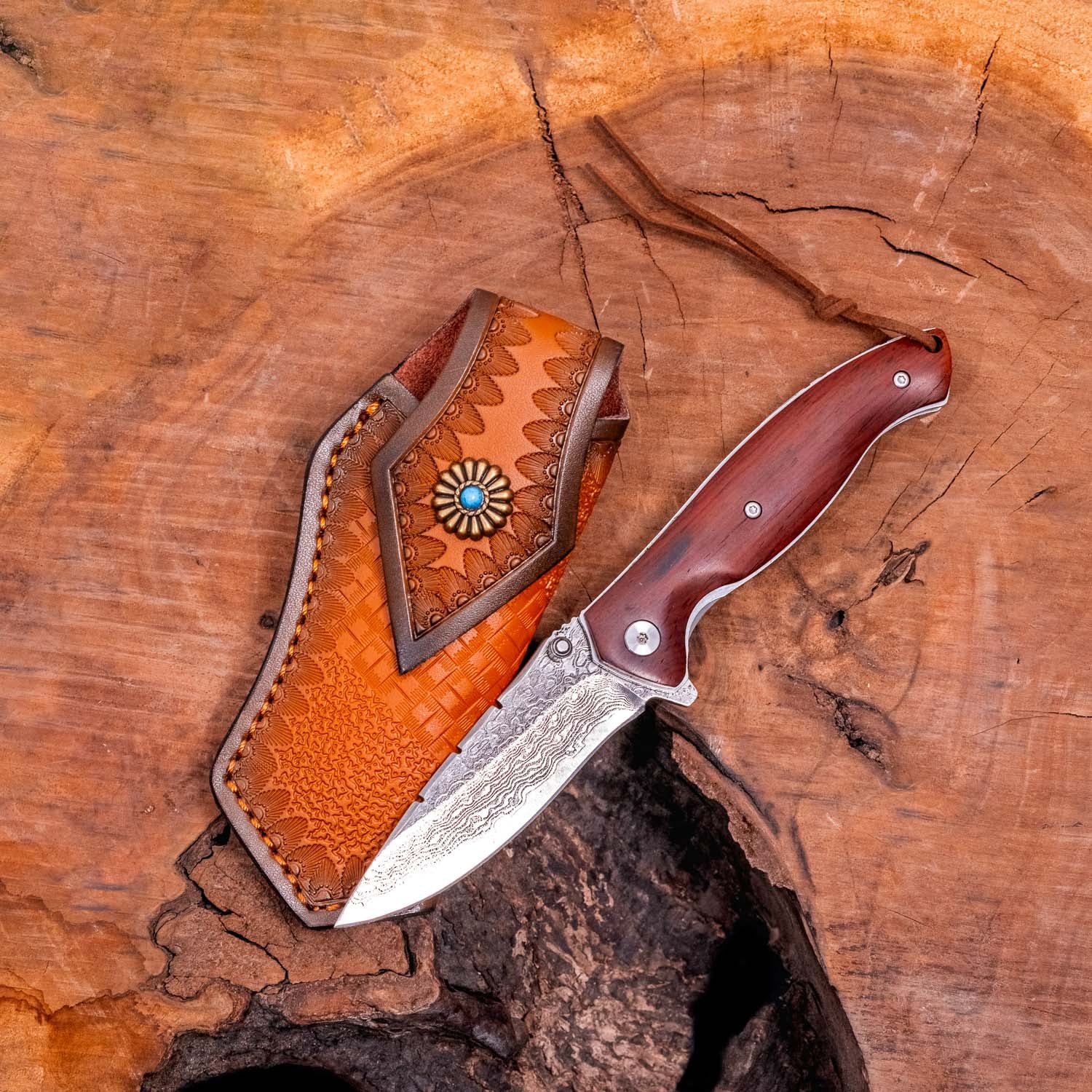 CUSTOM SANDALWOOD & DAMASCUS STEEL KNIFE - Image 3
