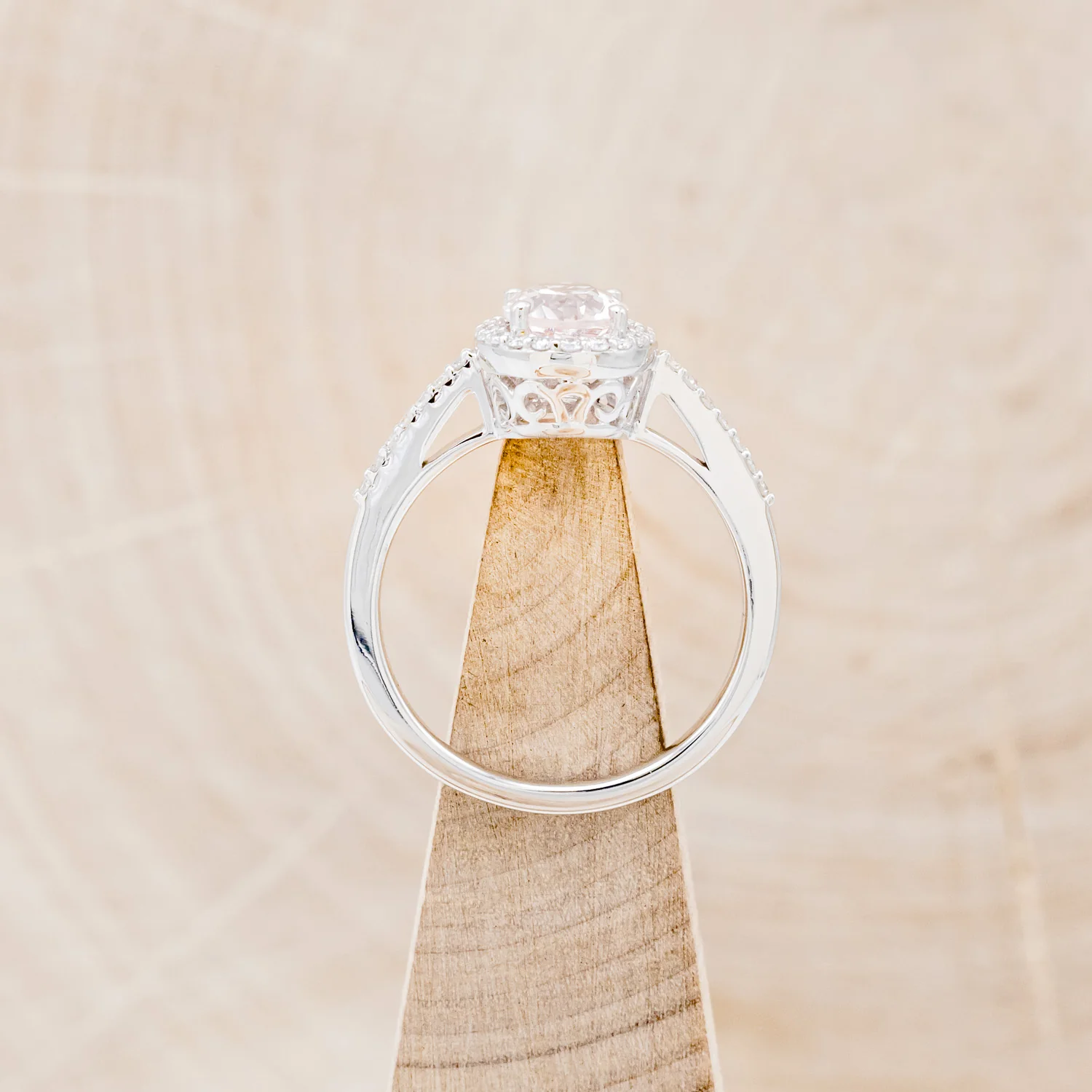 "DIANA" - OVAL CUT MORGANITE ENGAGEMENT RING WITH DIAMOND HALO & ACCENTS - Image 12