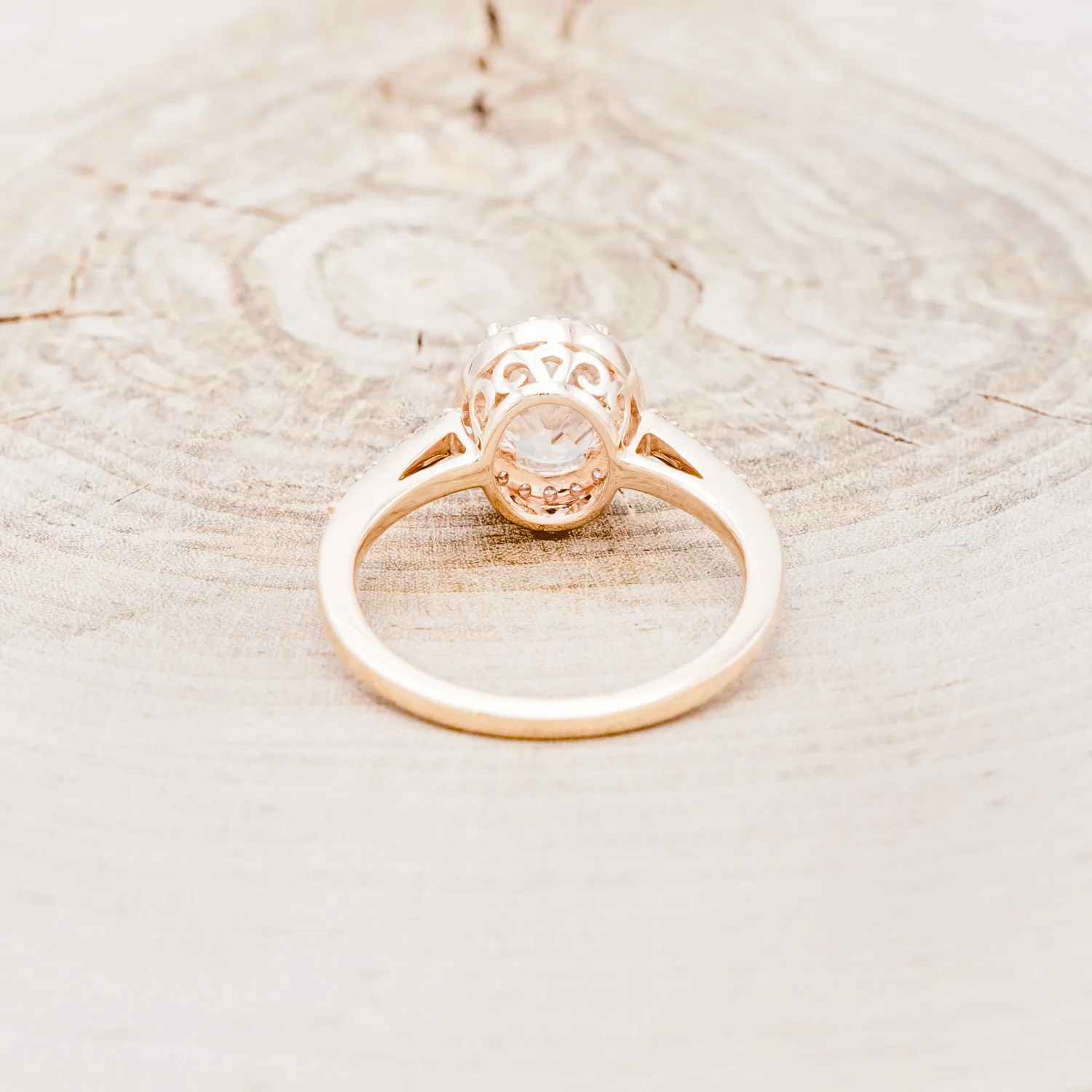 "DIANA" - OVAL CUT MORGANITE ENGAGEMENT RING WITH DIAMOND HALO & ACCENTS - Image 5