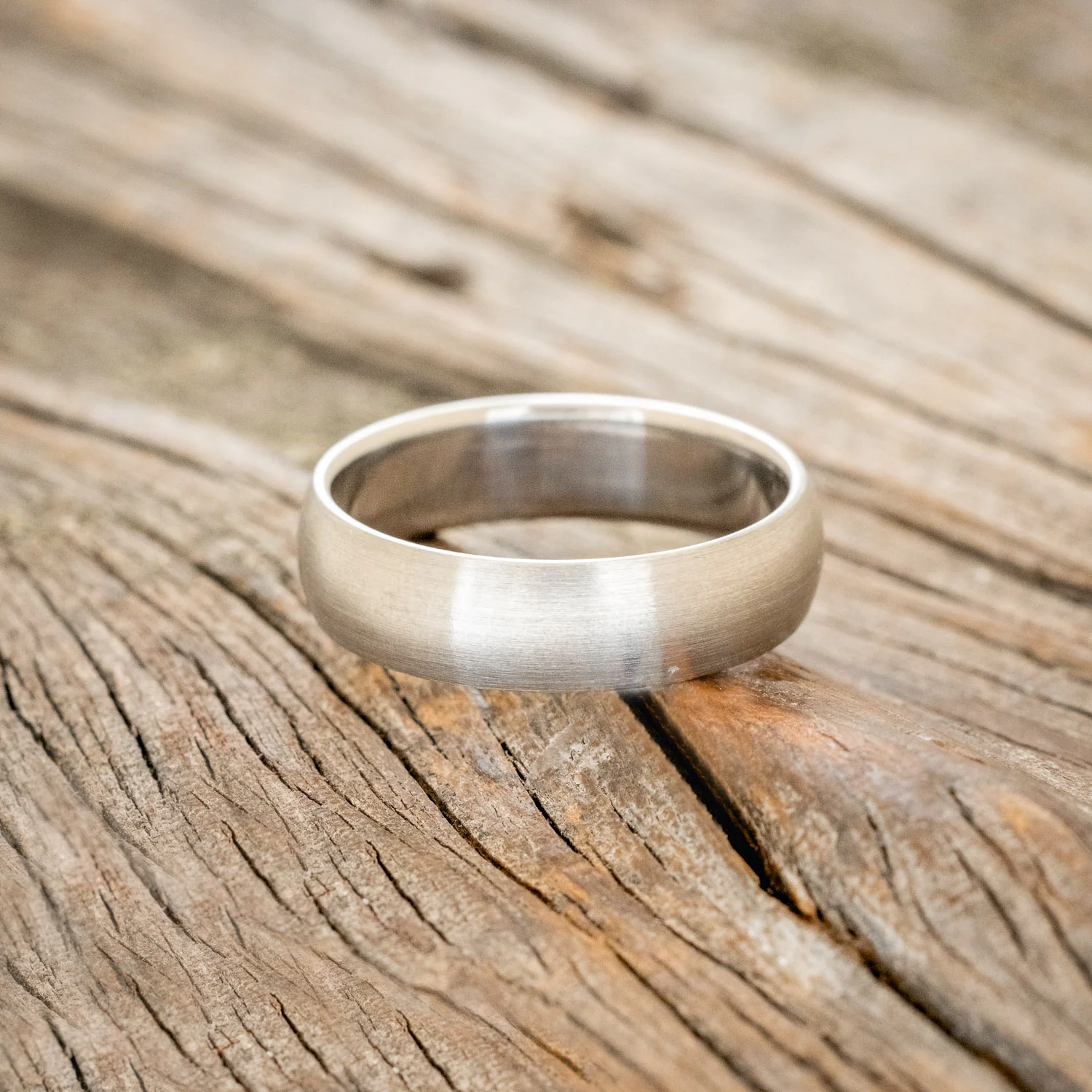 DOMED SOLID METAL WEDDING BAND WITH A BRUSHED FINISH - Image 3