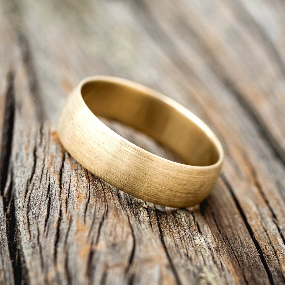 DOMED SOLID METAL WEDDING BAND WITH A BRUSHED FINISH - Image 5