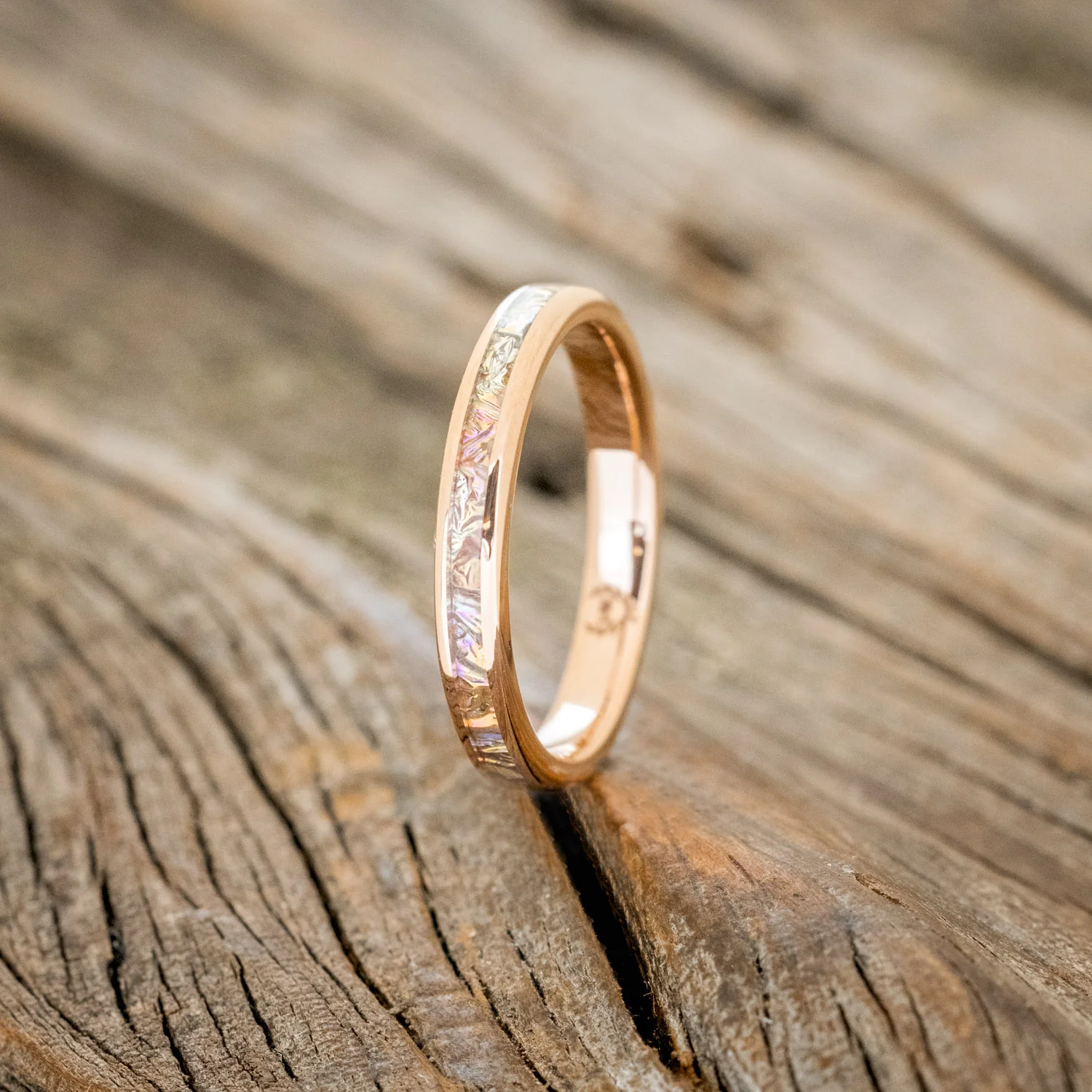 "ETERNA" - TITANIUM BURL DICHROLAM STACKING WEDDING BAND - Image 10