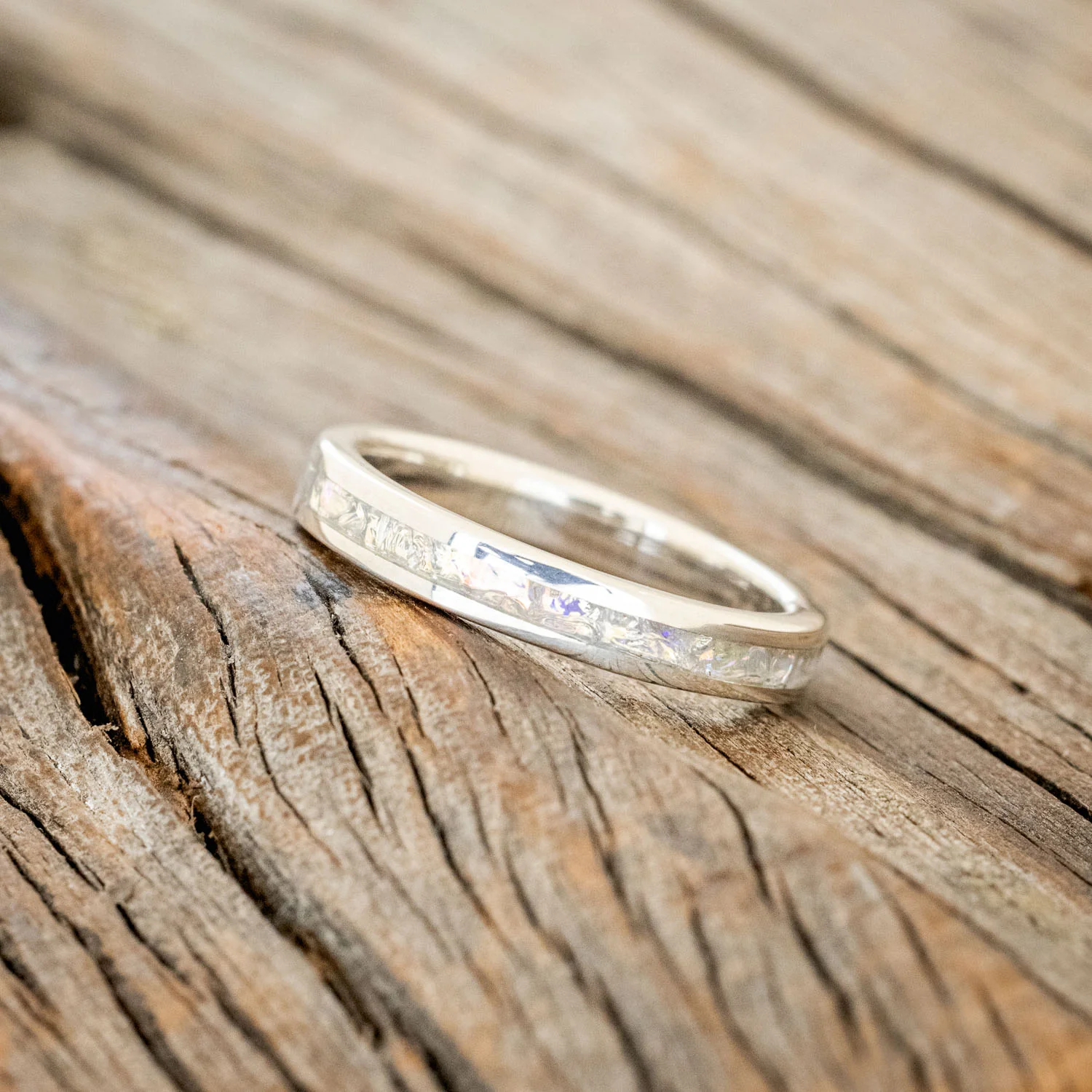 "ETERNA" - TITANIUM BURL DICHROLAM STACKING WEDDING BAND - Image 5